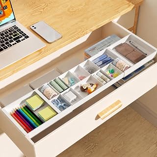 Expandable Drawer Organizer Tray, Adjustable Desk Drawer Organizer | 16.9‘’-28.3‘’, Utensil and Office Drawer Organizer for Pens, Silverware, Kitchen Utensils, Makeup and Junk Drawer Storage