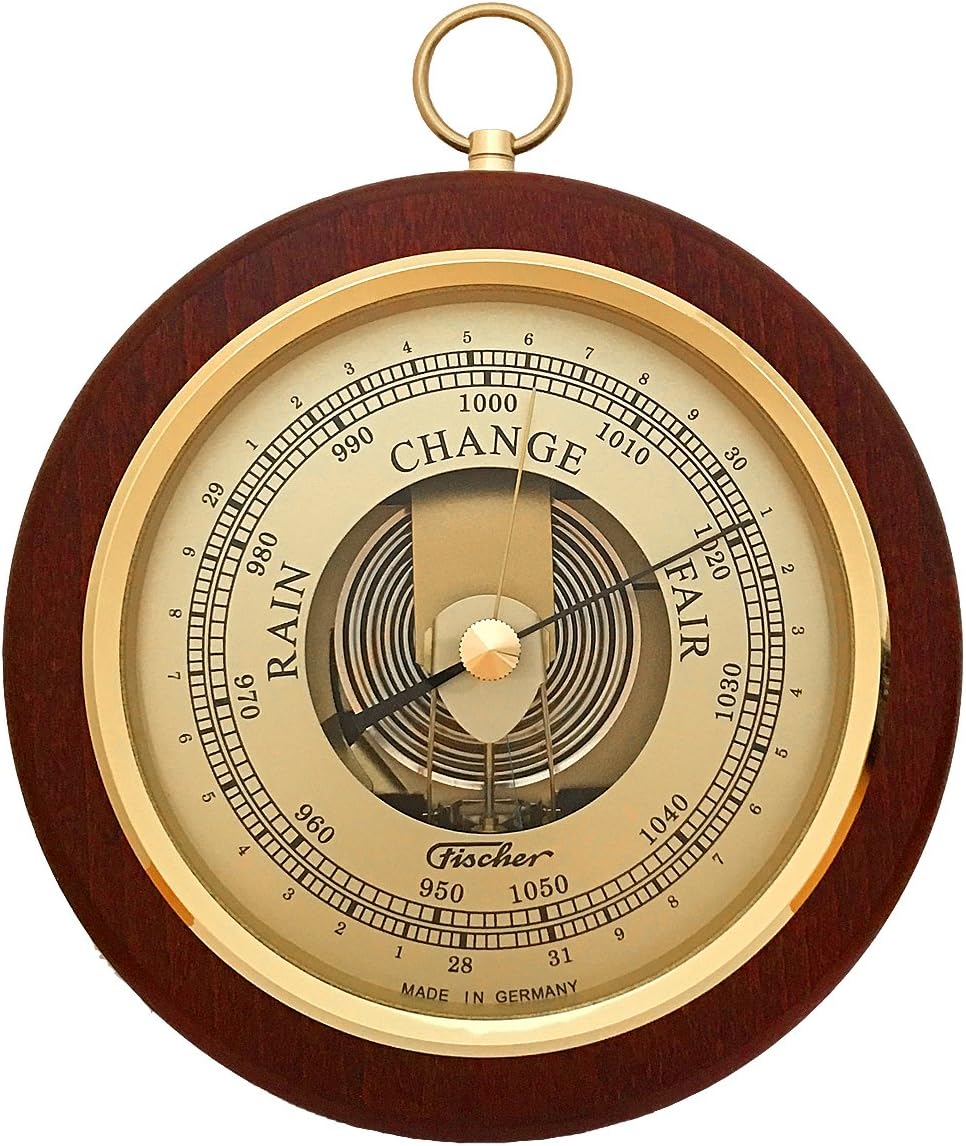 Fischer Germany Barometer Pascal, BrassMahogany 6.7 inch