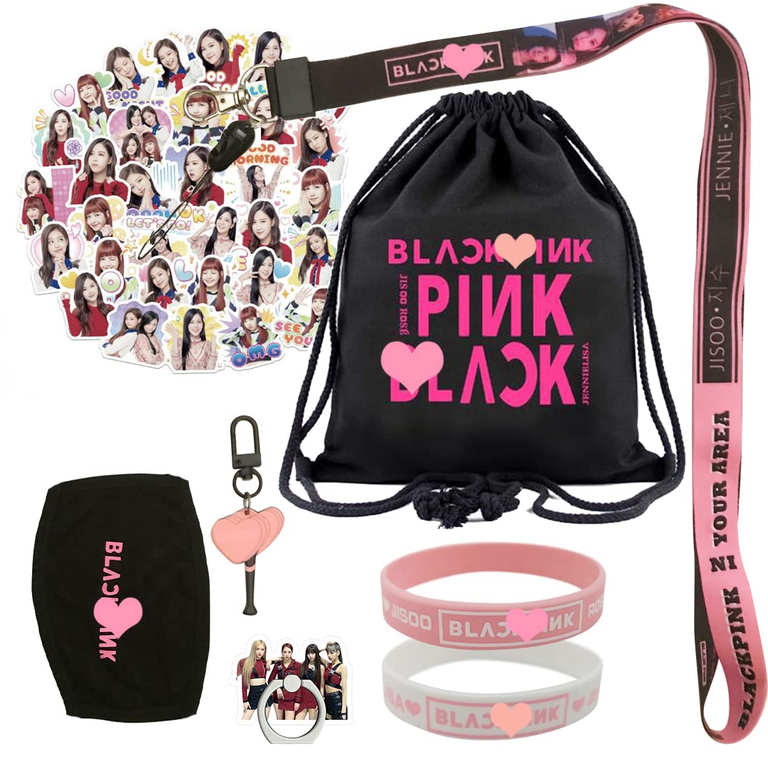 black pink drawstring bag