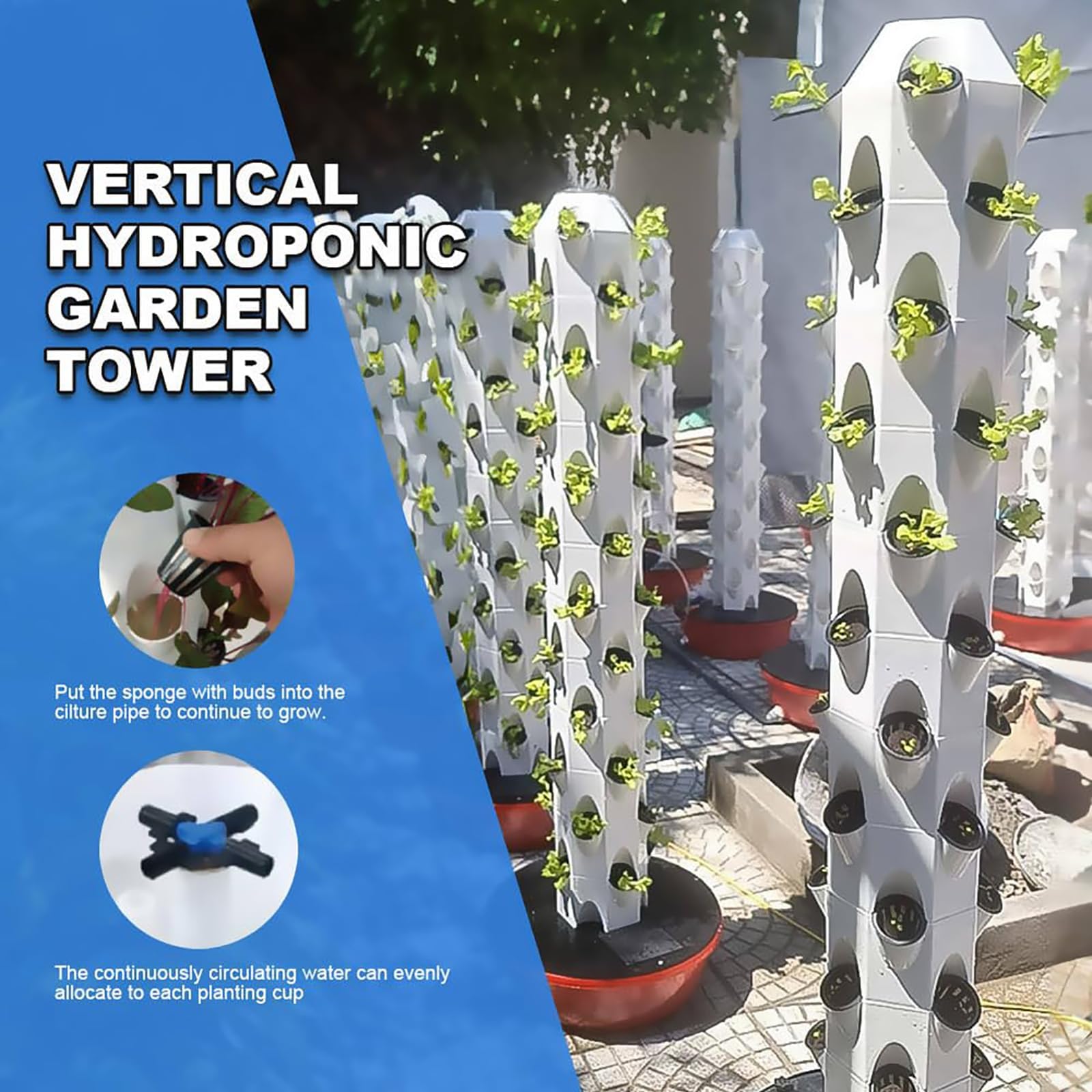 Sistema de cultivo hidropónico de 48 cápsulas, torre de cultivo aeropónico, con luz de crecimiento LED, macetero vertical para jardín de hierbas, kit de cultivo aeropónico para germinación de planta