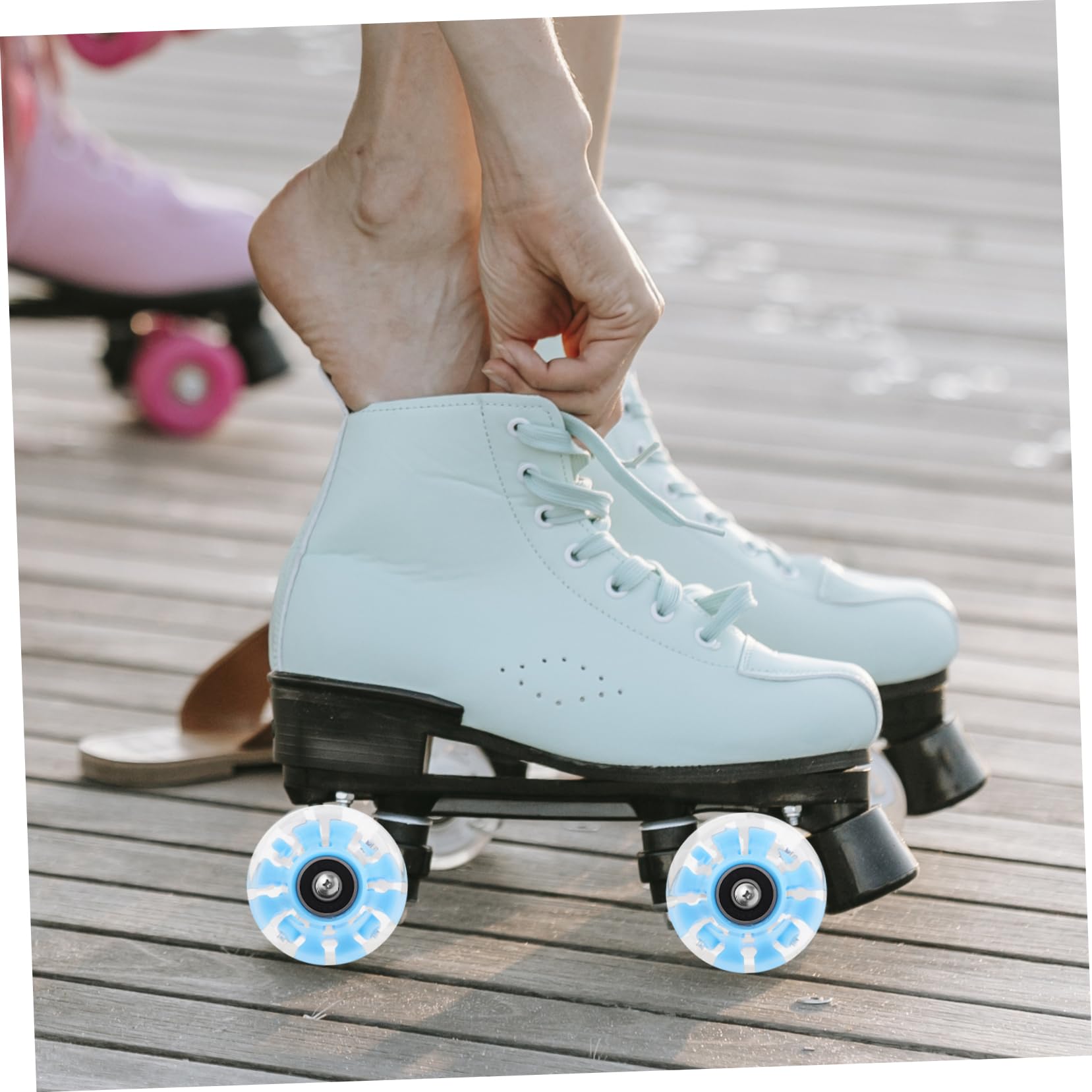 Patines Zapatillas Skate Tabla Skate patineta Tabla de Skate Ruedas de Skate Aire Suministro de Rueda Ruedas de Skate de Calle Rueda Luminosa de Patinaje PU Blue