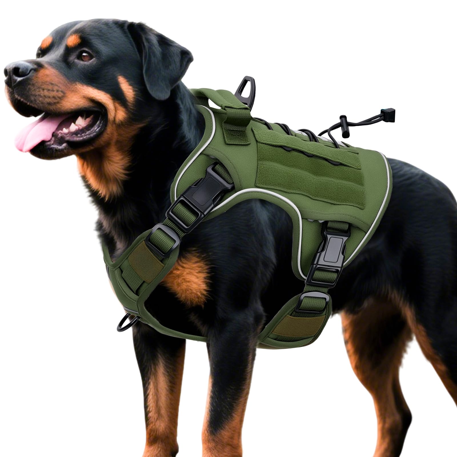 Heavy-Duty Tactical Dog Harness for Large Dogs, No Pull Adjustable Reflective Pet Vest with Molle System, K9 Military-Grade Control for Service