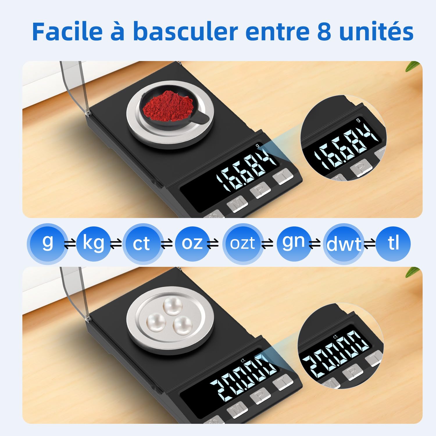 Recargable por USB 100 g/0,001 g Balanza de Precisión Miligramos Balanzas de Bolsillo Balanzas de Joyería,Balanza de Cocina Apply to Weighing Powder,Joyería, Oro Bolsillo con Peso de Calibración