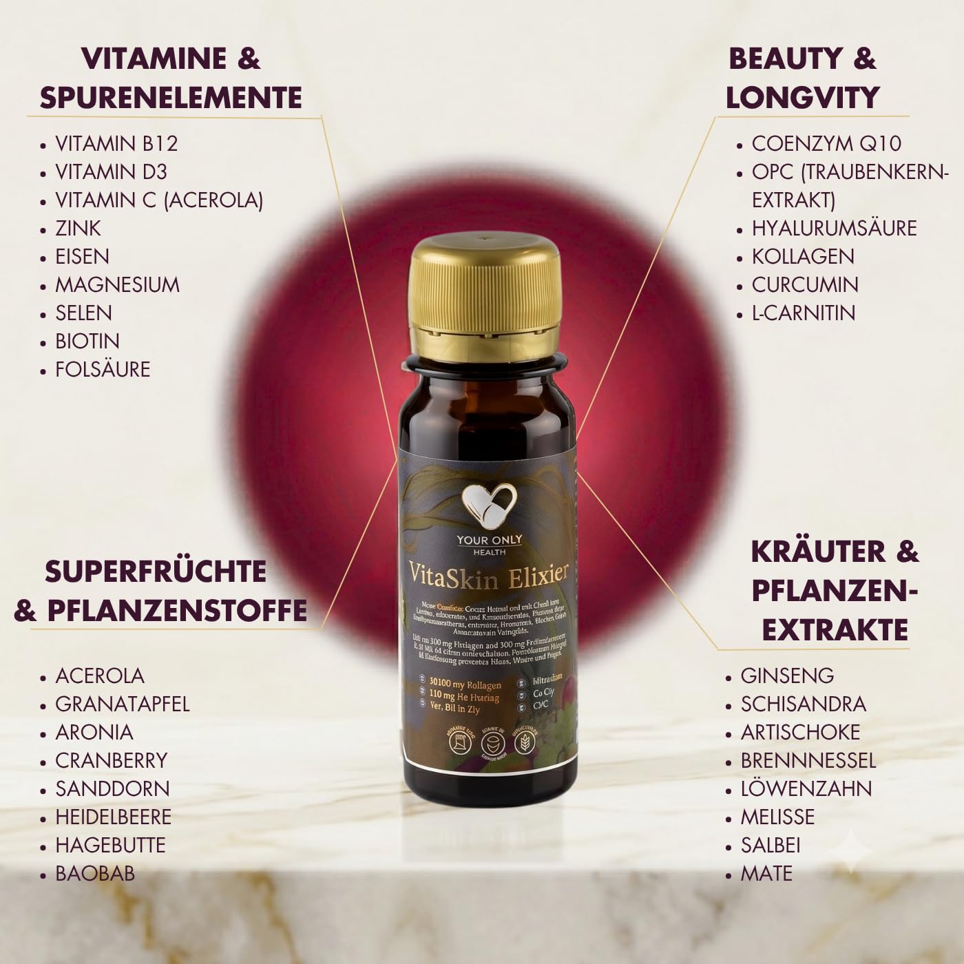 Kollagen Trinkampullen Monatsvorrat - 30 Tage hochdosierter Hyaluronsäure & Collagen Anti Aging Shot mit Q10, OPC, Biotin & Zink - Premium Kollagenhydrolysat Liquid Kur, Made in Germany