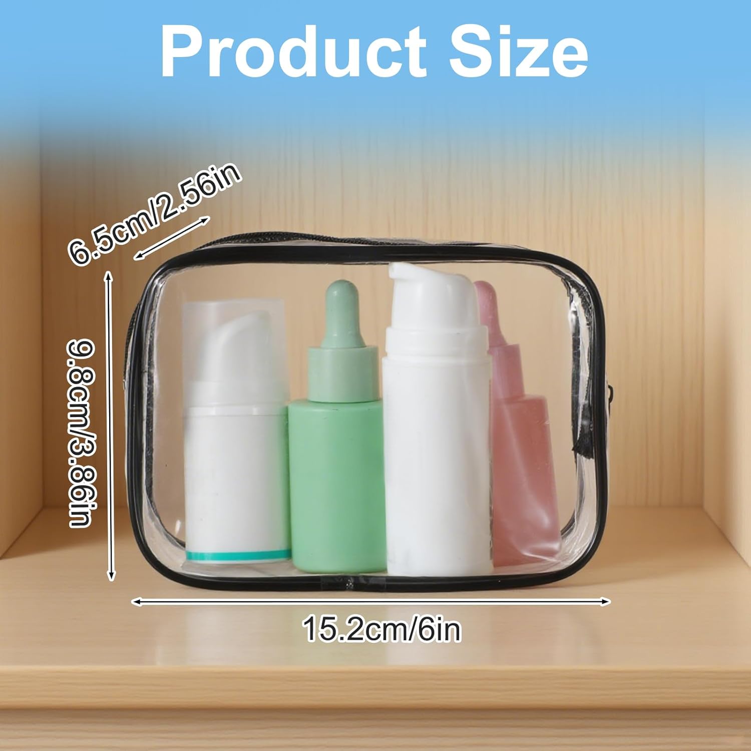 16 Pack Clear Cosmetic Bags Small Makeup Bags Travel Toiletry Bag for Women Men, Waterproof PVC Zipper Pouches Plastic Makeup Storage Bag for Travel Bathroom Toiletries Cosmetic Organizing, Black - Image 2