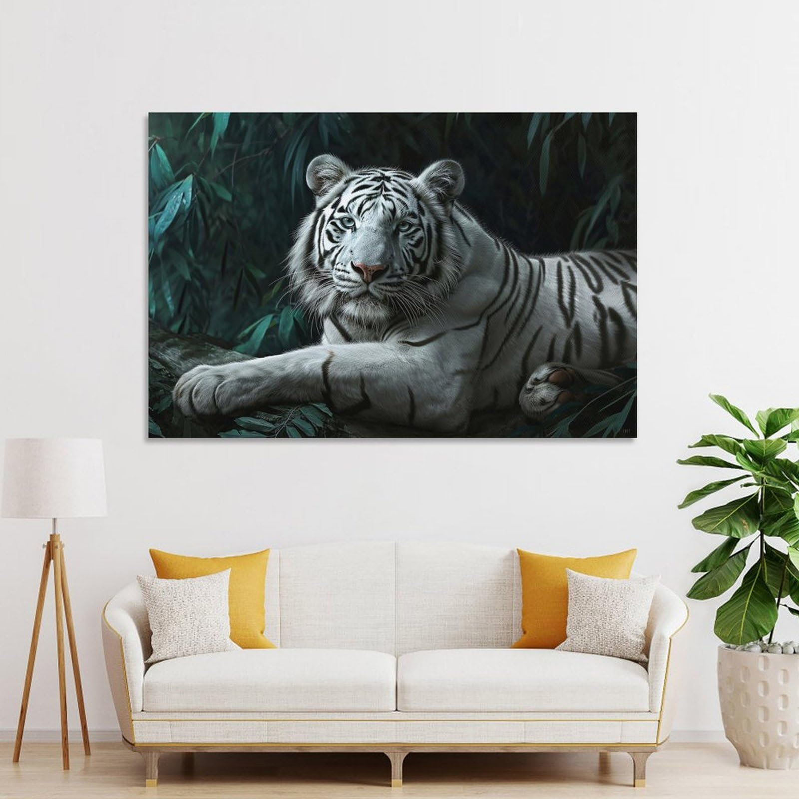 Amazon.co.jp: 絵画 ホワイトタイガーインテリア 絵画 動物写真撮影 超