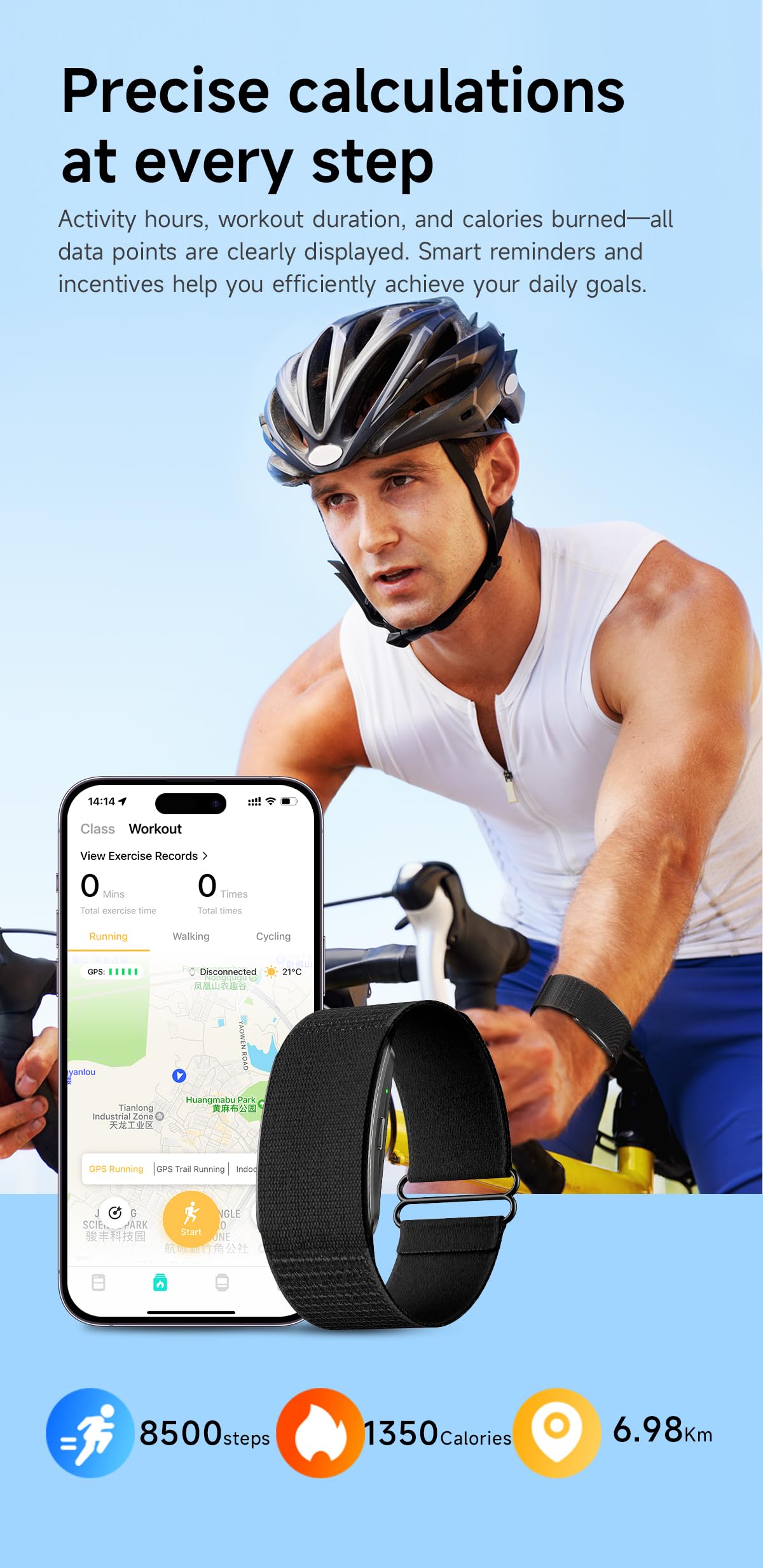 Atlanta Fitnessband mit 3 Bändern Gesundheitstracker - 9760/7 | Inklusive 3 Klettbändern – Displayloser Fitnesstracker