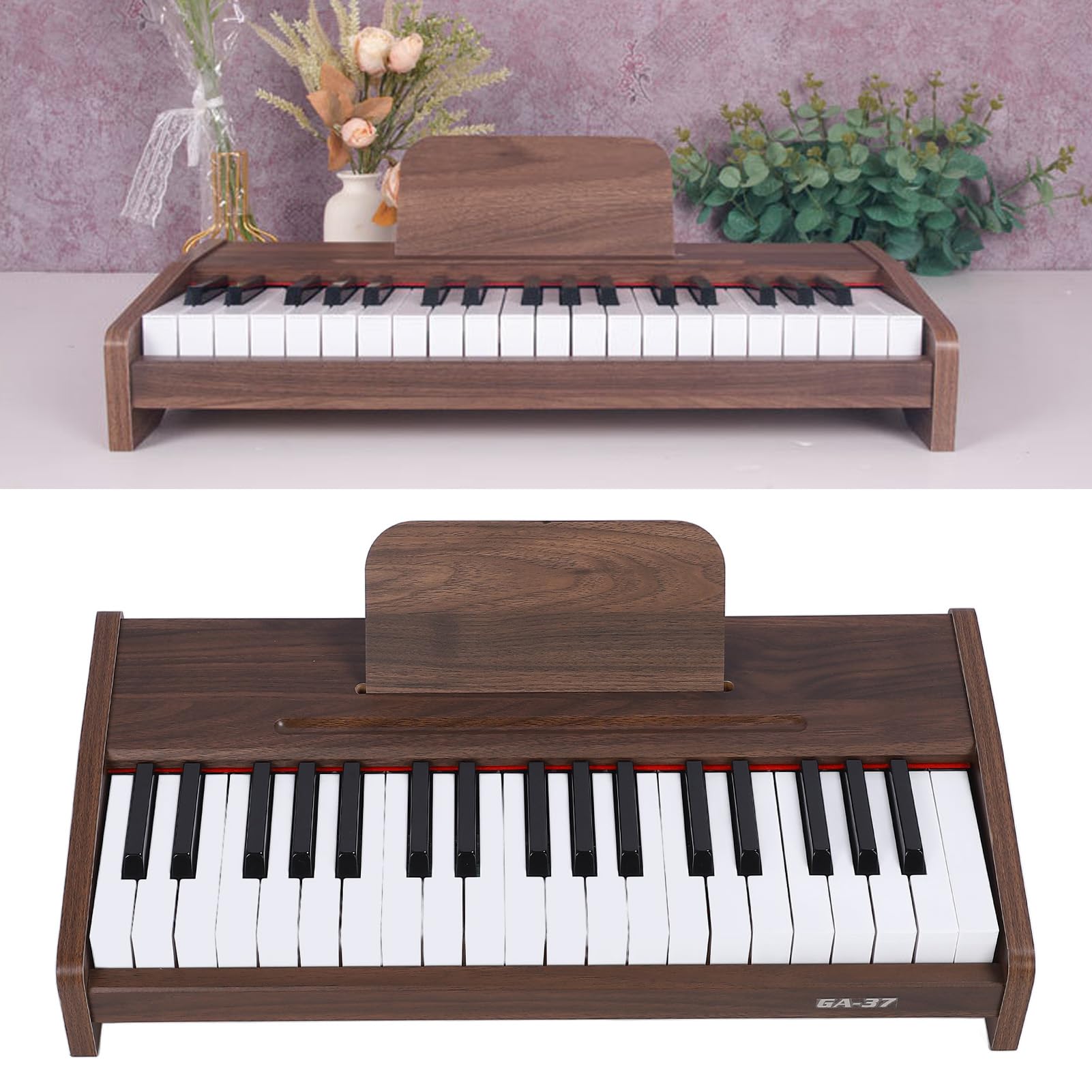 Tastiera Elettronica, Tastiera Elettronica a 37 Tasti per Pianoforte con Motivo a Grana di Noce di Dimensioni Standard da 2, 2 Cm, Adatta Sia per Principianti Che per