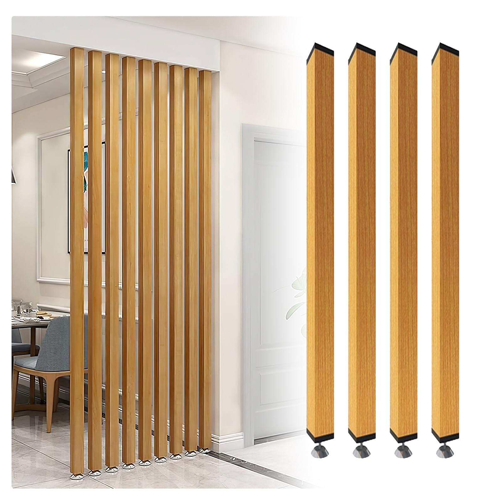 Freestanding Floor to Ceiling Partition,Partition Column Versatile Space Separator,Column Decor Grille,Facilitates air circulation,for Home, Office, Restaurant, Bedroom(4-pcs,100cm/39.3in/3.28ft)