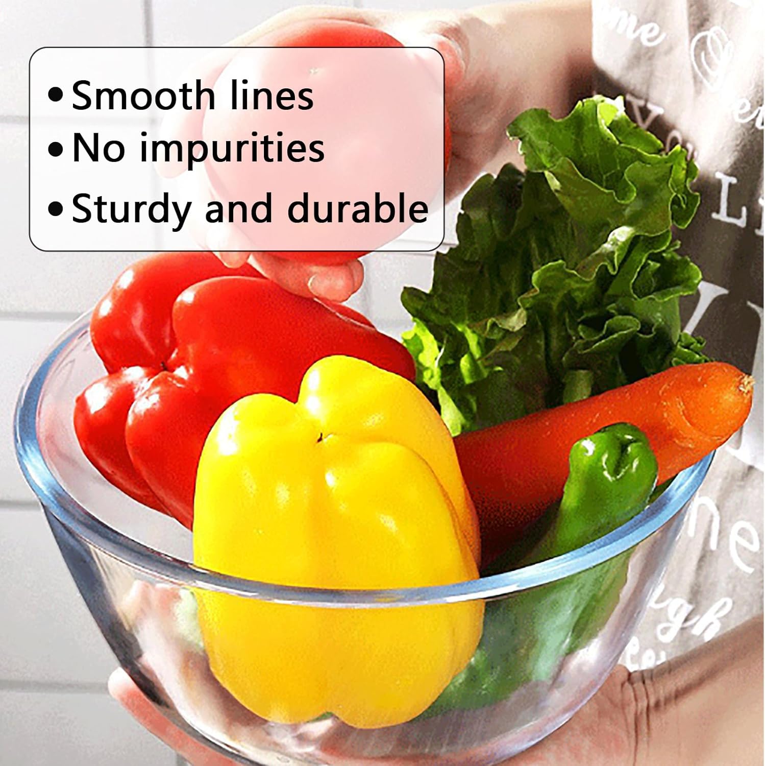 Glass Mixing Bowl Set with Lids, 3-Pack Nesting Storage Bowls, Borosilicate Glass, 4.5 QT, 2.7 QT, 1.1 QT, BPA-Free, Microwave Safe, for Cooking, Baking, Food Storage