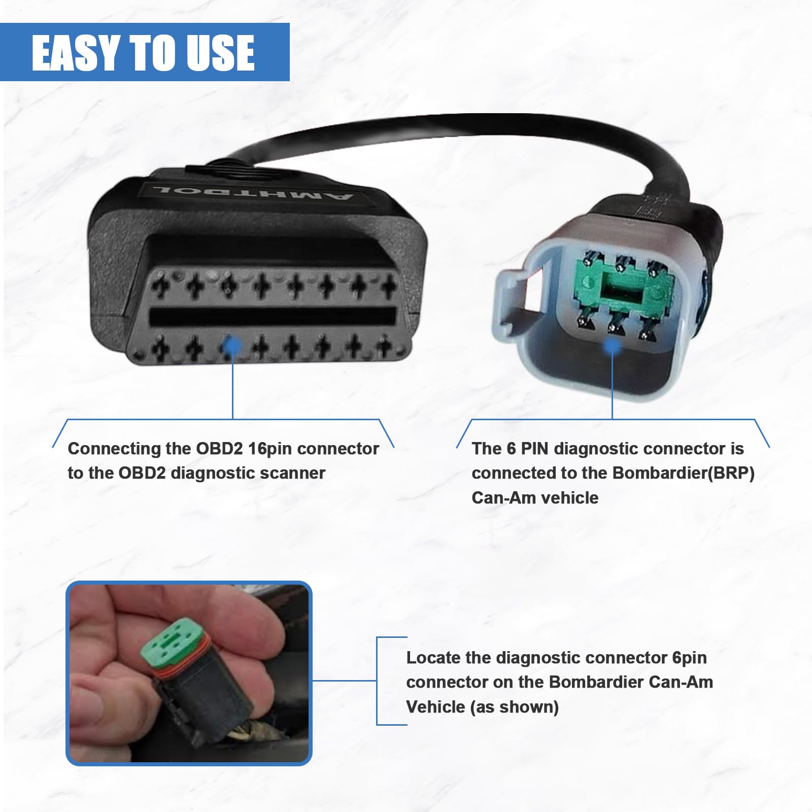 Amazon.com: AMHTDOL OBD2 Adapter for BRP 6 Pin to 16 Pin Obd