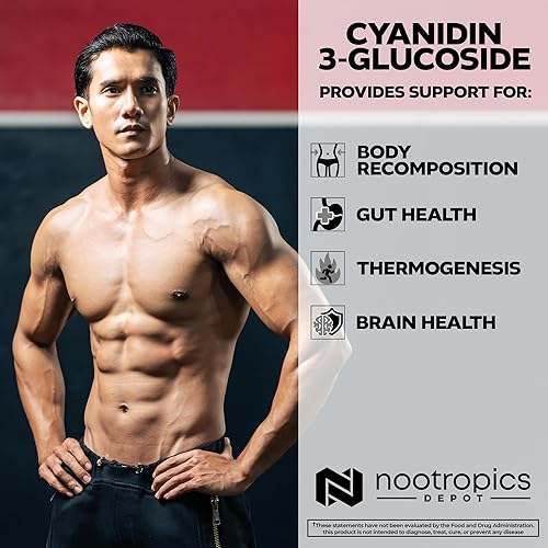 Miniatura 4 de Nootropics Depot Cyanidin 3-Glucoside Cápsulas  125mg  180 unidades  Extracto de arroz negro  C3G  Oryza Sativa  Apoyo metabólico, de la visión y