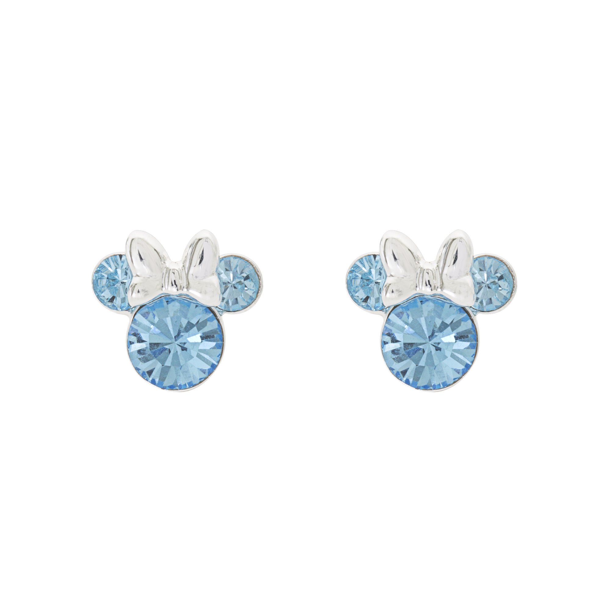 Disney Sterling Silver Minnie Mouse March Birthstone Crystal Stud Earrings