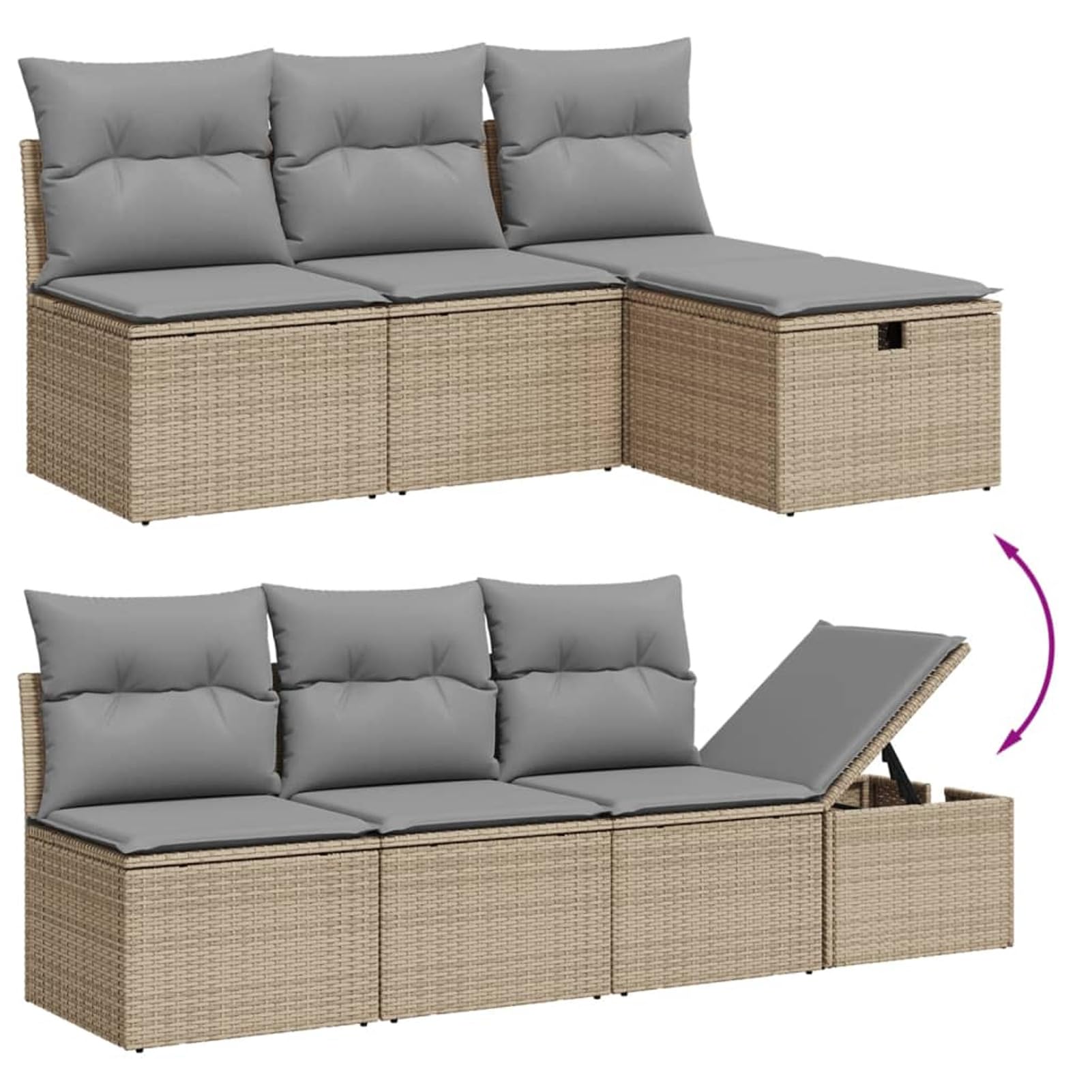 Lechnical Set Divano da Giardino 8 pz con Cuscini Beige in Polyrattan,Set di Conversazione per Patio,Set Salotto da Esterno,Set Divano da Giardino Esterno-3275943