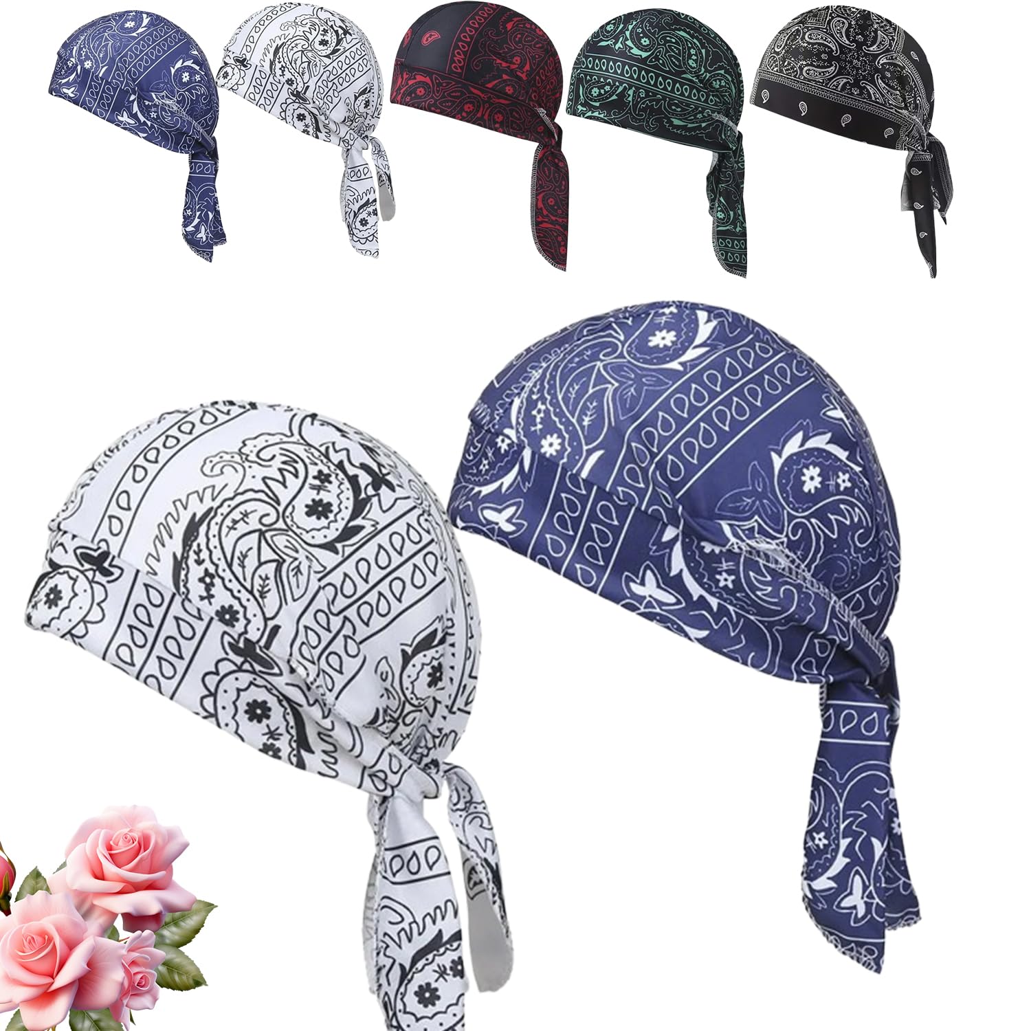 EastHedge Cooling Headscarf Cap, Cooling Skull Cap for Men Women, Summer Bandana, Sweat-Wicking Outdoor Headwear for Running, Cycling, Gardening (2*B)