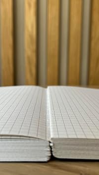 Difference Promotion Special Design A4 Notebook with Black Kraft Cover - 180 Degree Openable, Back Stitched, 100% Handcrafted, Ideal Notebook for Office, School, Daily Use (Cquared)