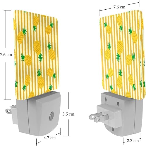 Miniatura 7 de Luz nocturna con enchufe de piña amarilla a rayas, luces nocturnas LED regulables automáticamente, luces nocturnas brillantes para habitación de