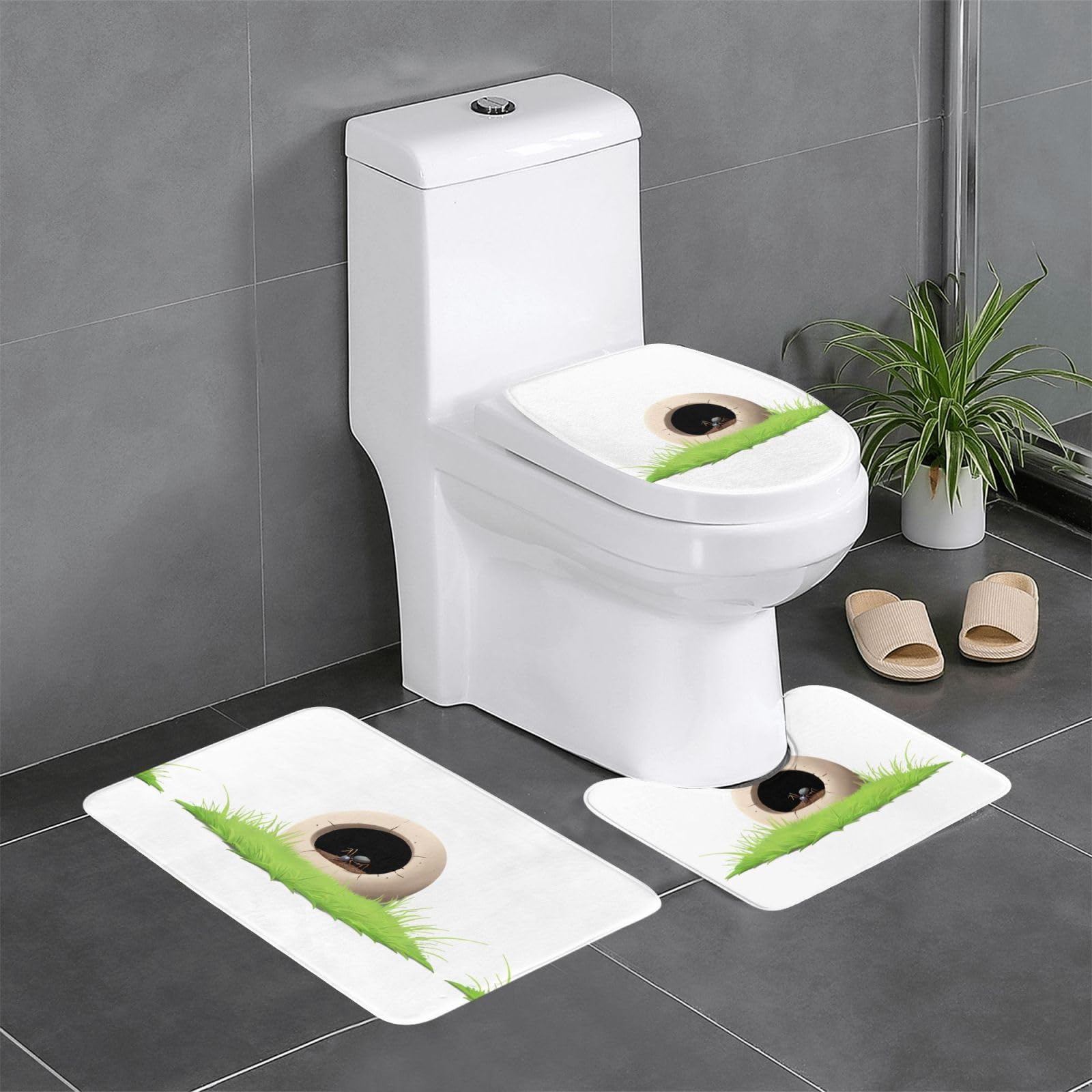 Parure tapis de bain antidérapants motif nature pour un réveil frais en famille
