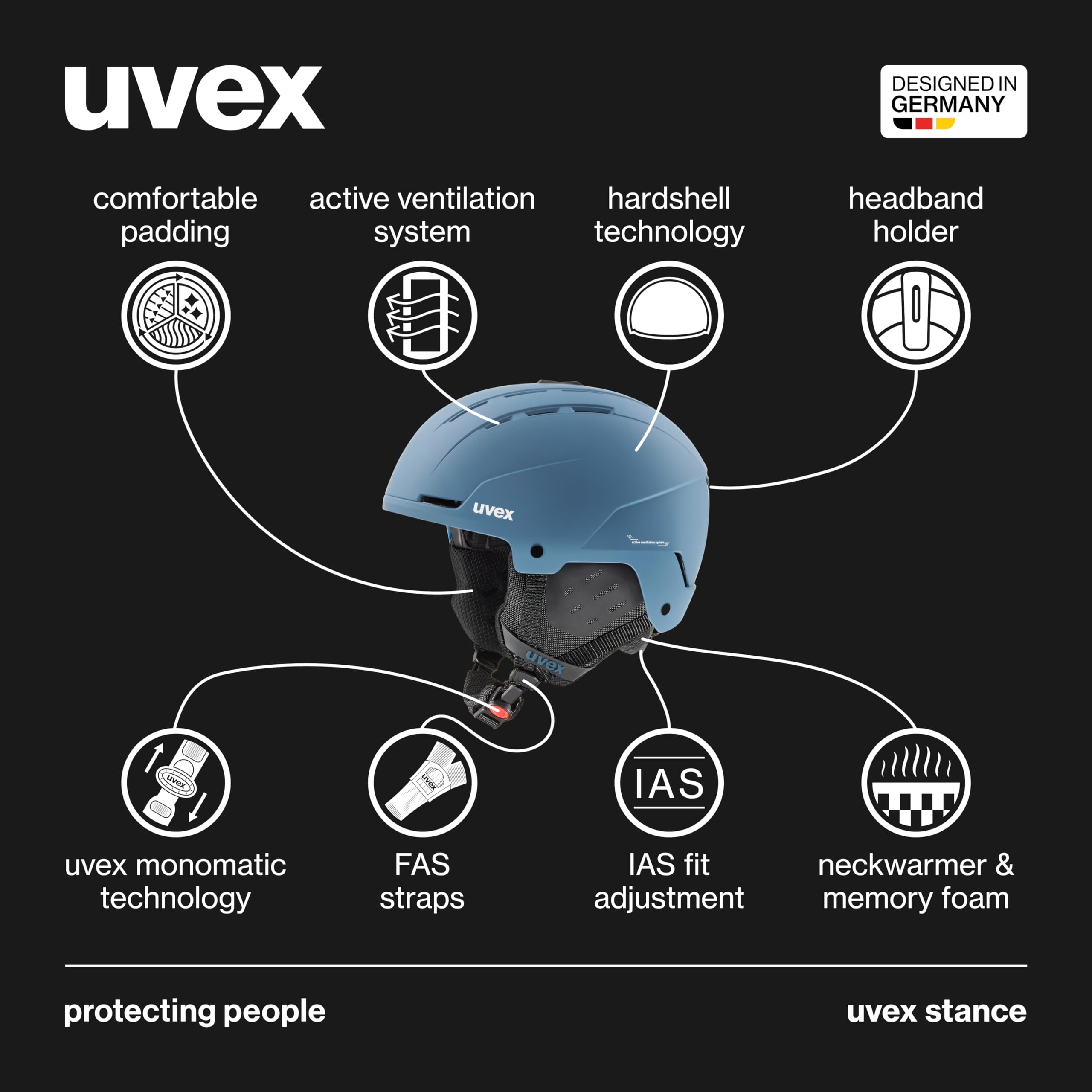 uvex Stance - Adjustable All-Mountain ski & Snowboard Helmet - closable Ventilation, Comfort Padding & Highest Safety