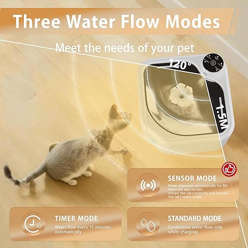 Miniatura 3 de Fuente de agua inalámbrica para gatos con 4 filtros de repuesto, fuente de agua inalámbrica para mascotas de 95 onzas  2.8 L para gatos en el