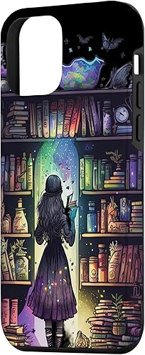 Miniatura 2 de iPhone 12 mini niña lectura libros Halloween bibliotecario amante de libros ratón de biblioteca caso