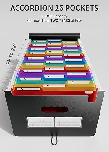 Miniatura 2 de ABC life Organizador de archivos de acordeón de 26 bolsillos, organizador mensual de recibos, carpetas de archivos expansibles con pestañas