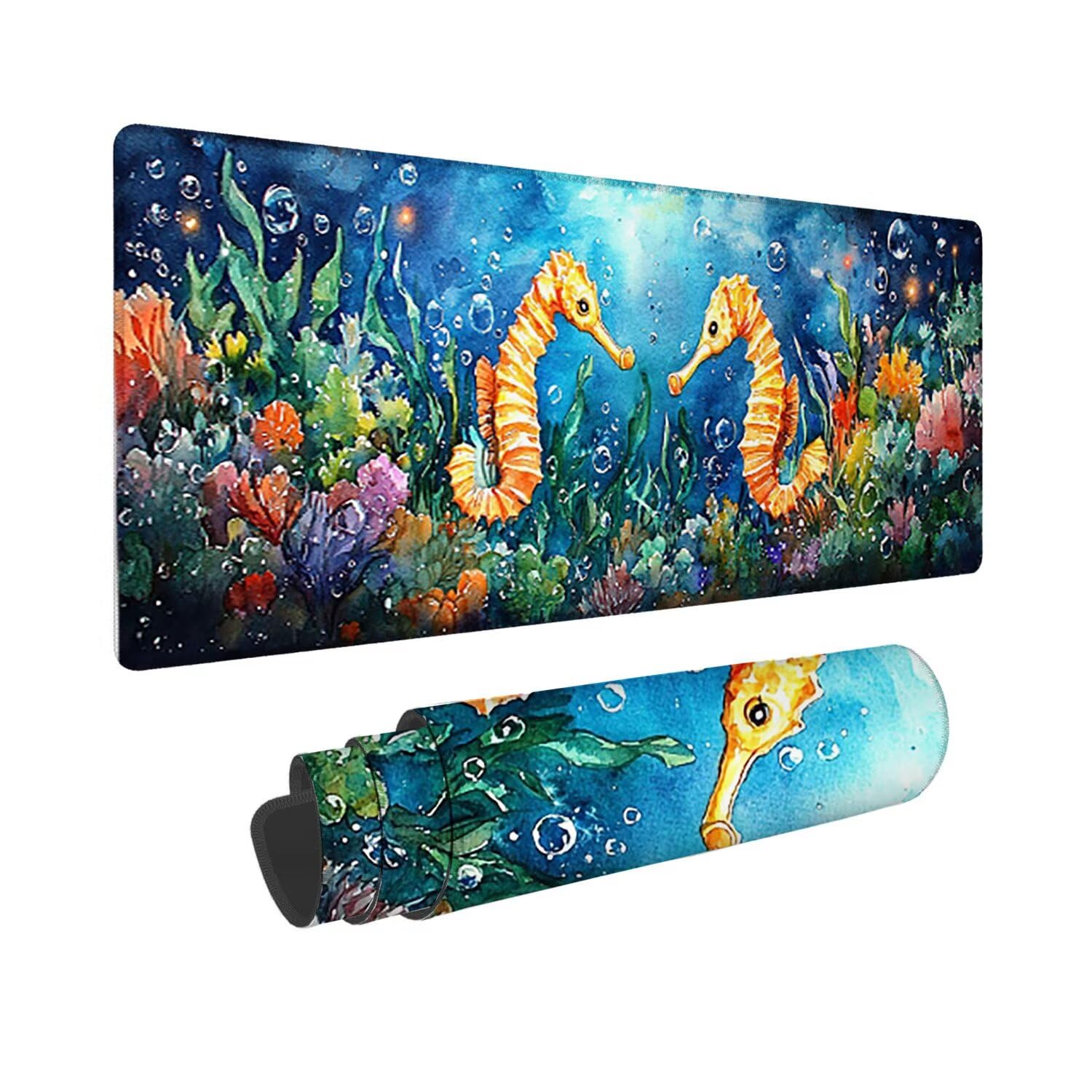 Podkładka pod mysz do gier XXL duża mysz 1600 x 800 mm, duża podkładka pod biurko z antypoślizgową gumową podstawą dla graczy, poprawia precyzję i szybkość (organizmy morskie) o-289