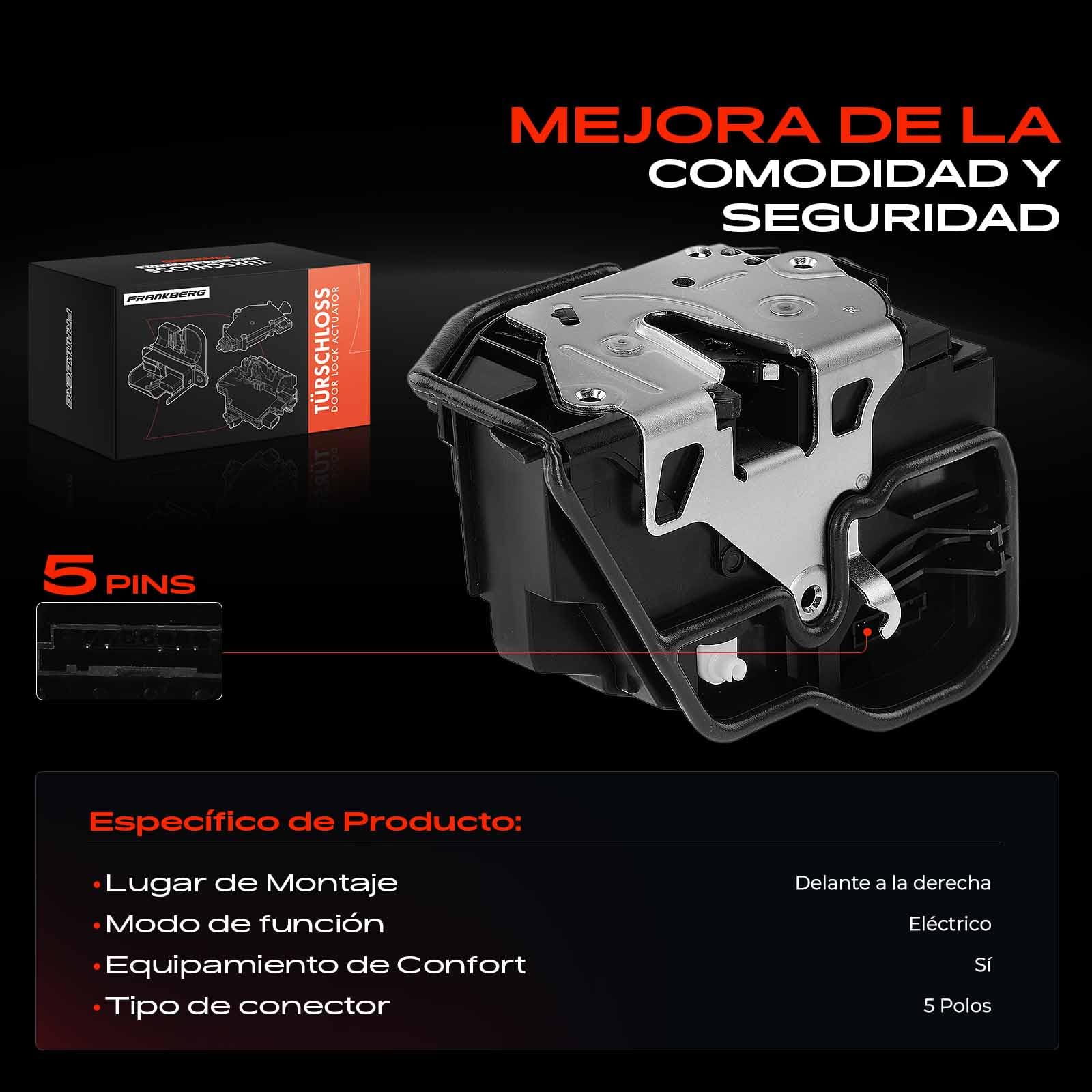 Frankberg Cerradura de puerta Cerradura de coche Delantero derecho Compatible con Serie 1 F20 Serie 3 Touring F31 Serie 1 E81 Serie 5 F10 Serie 1 E87 Replace# 51217276668