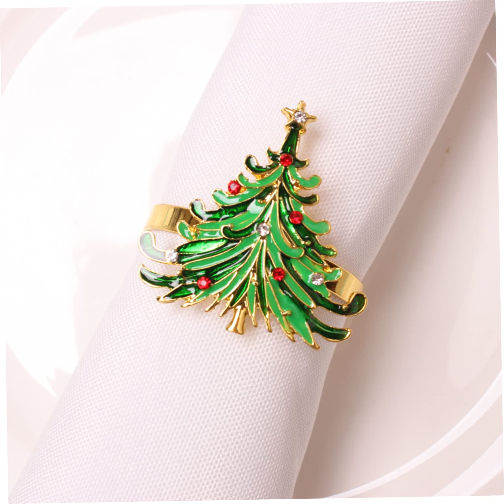 Cabilock 30 Pièces Rond De Serviette Fermoirs pour Serviettes Ronds De Serviette De Saison Faux Décor De Table De Sapin De Noël Décorations De Table De Noël Porte-Serviettes Métal