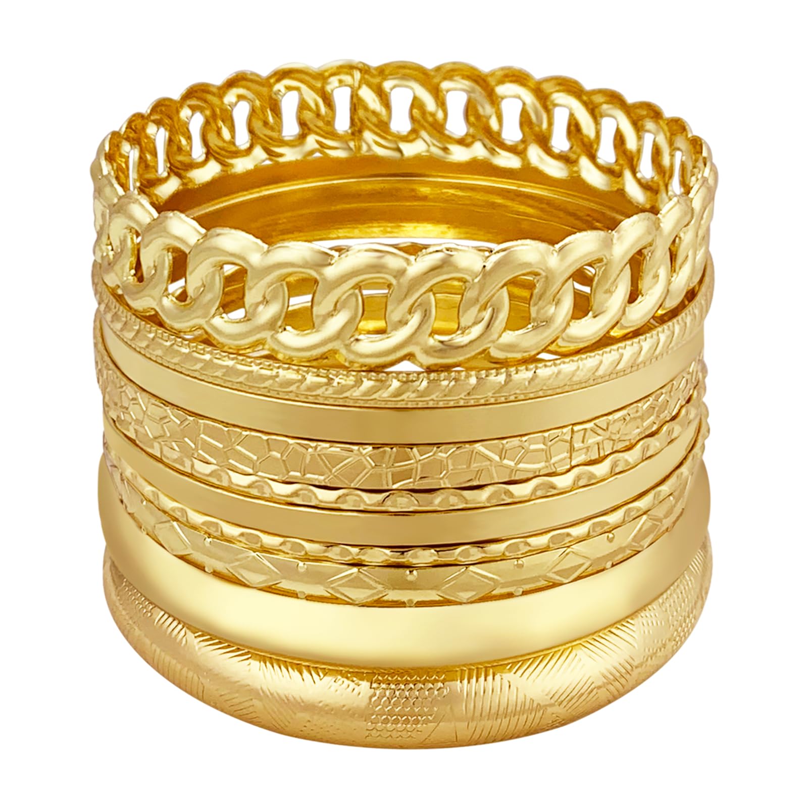 10Pcs Gold-plated Bangle Bracelet Set for Women Multi Layer Stackable Wide Bangles Indian Chunky Bangle Bracelets Ethnic Glossy Textured Bracelets Wedding Outfit Jewelry