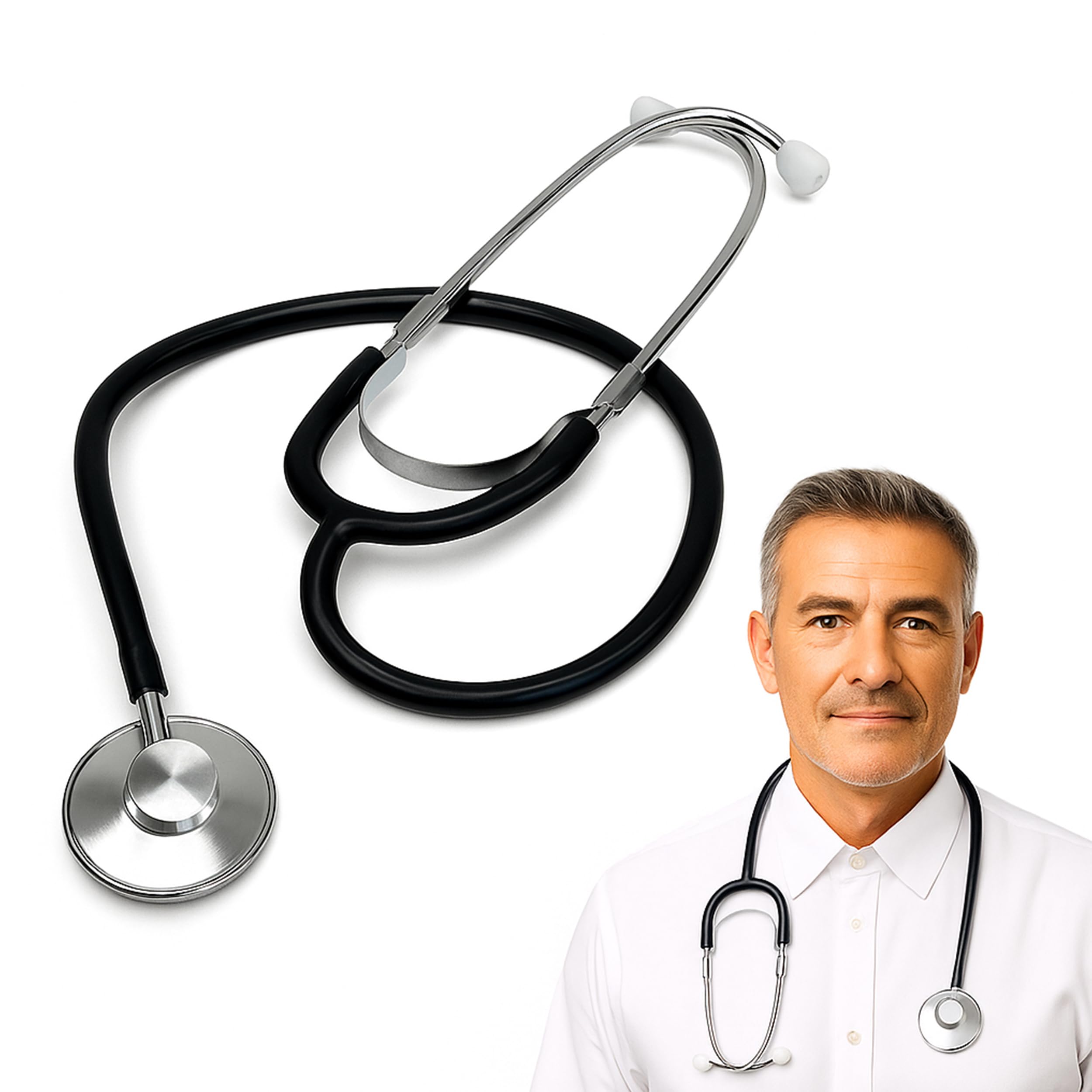 Dixie EMS Single Head Lightweight Stethoscope Latex Free for Doctors Nurses Students Medical and Home Use - Black