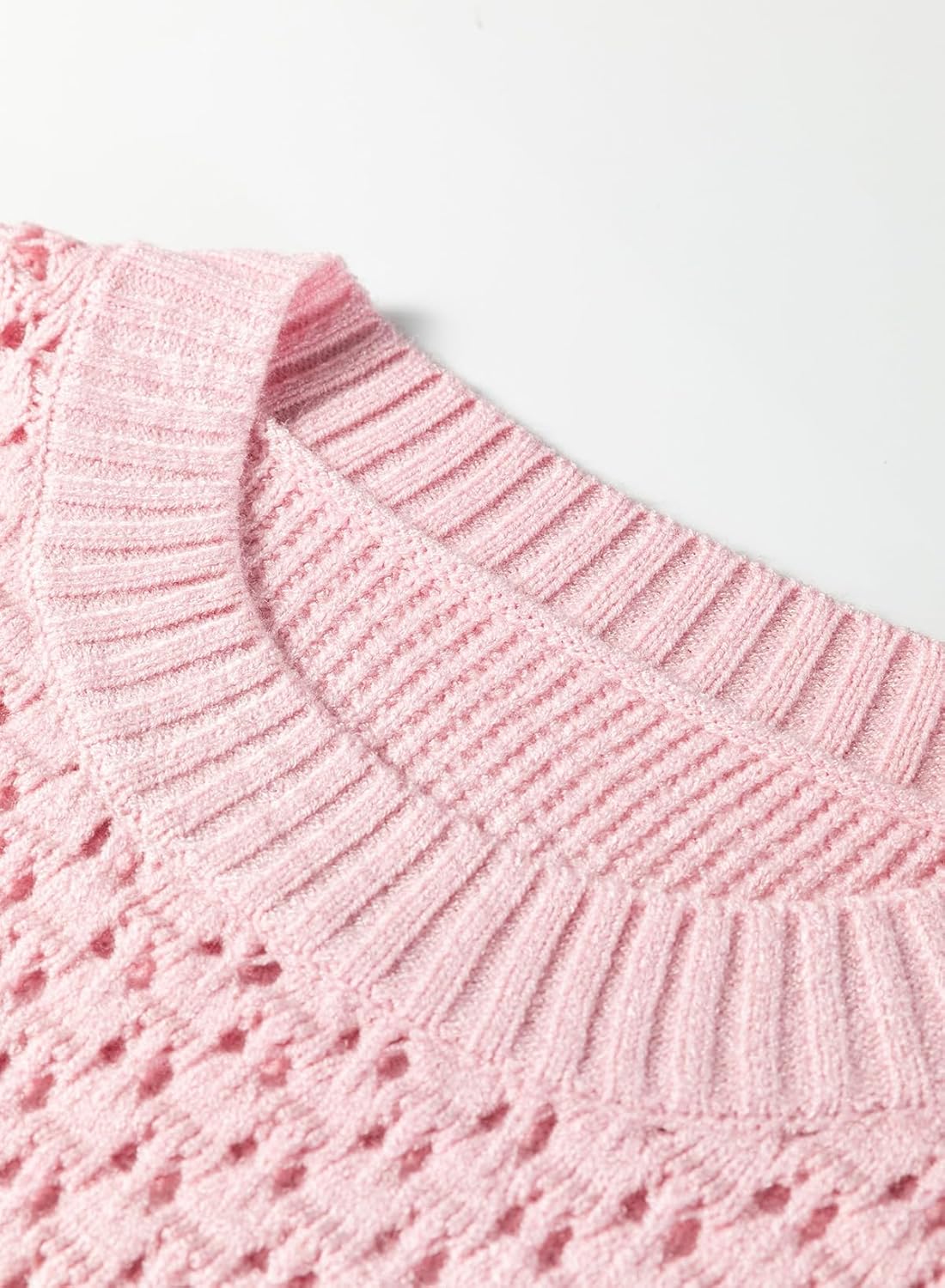 Sidefeel Womens Pullover Sweaters Crewneck Long Sleeve Hollow Out Crochet Tops - Image 7