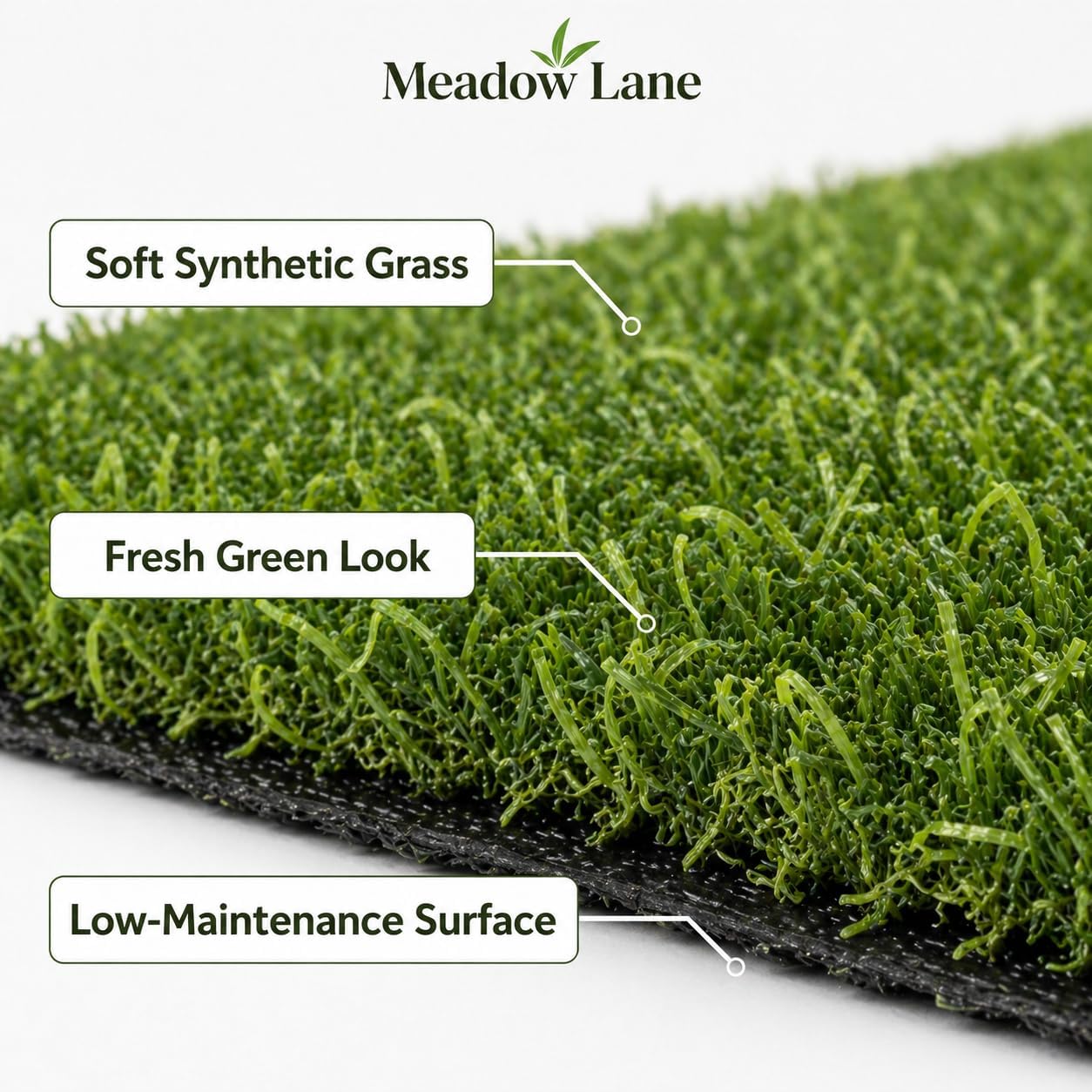 Meadow Lane Artificial Grass Roll 3 x 5 ft – Realistic Outdoor Turf for Patio, Balcony & Yard – Pet Friendly Synthetic Grass Mat with Drainage Holes – Low Maintenance Indoor/Outdoor