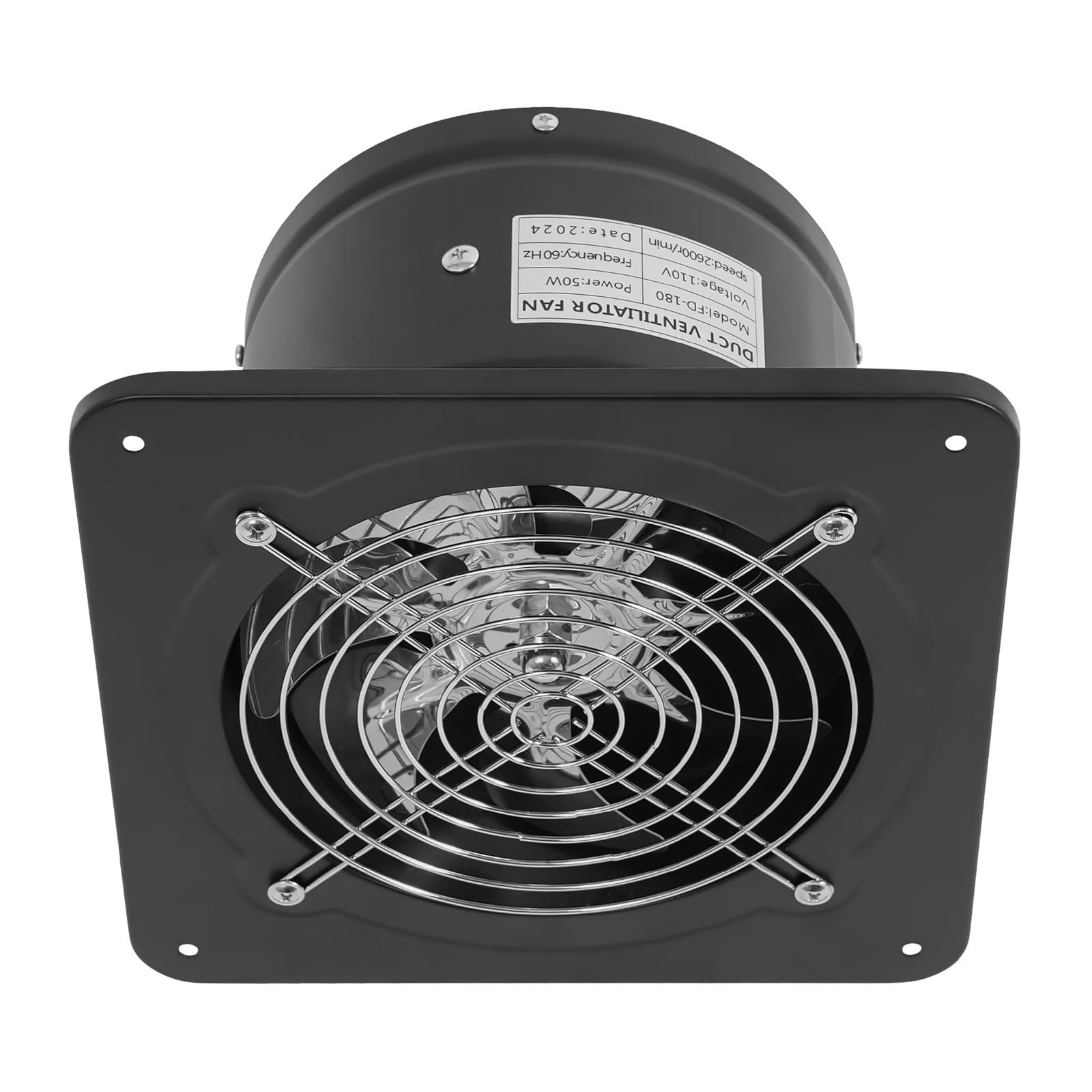 Extractor de aire negro 7 pulgadas, 50 W, industrial, pared y ventana, for cocina baño,Ahorro de energía