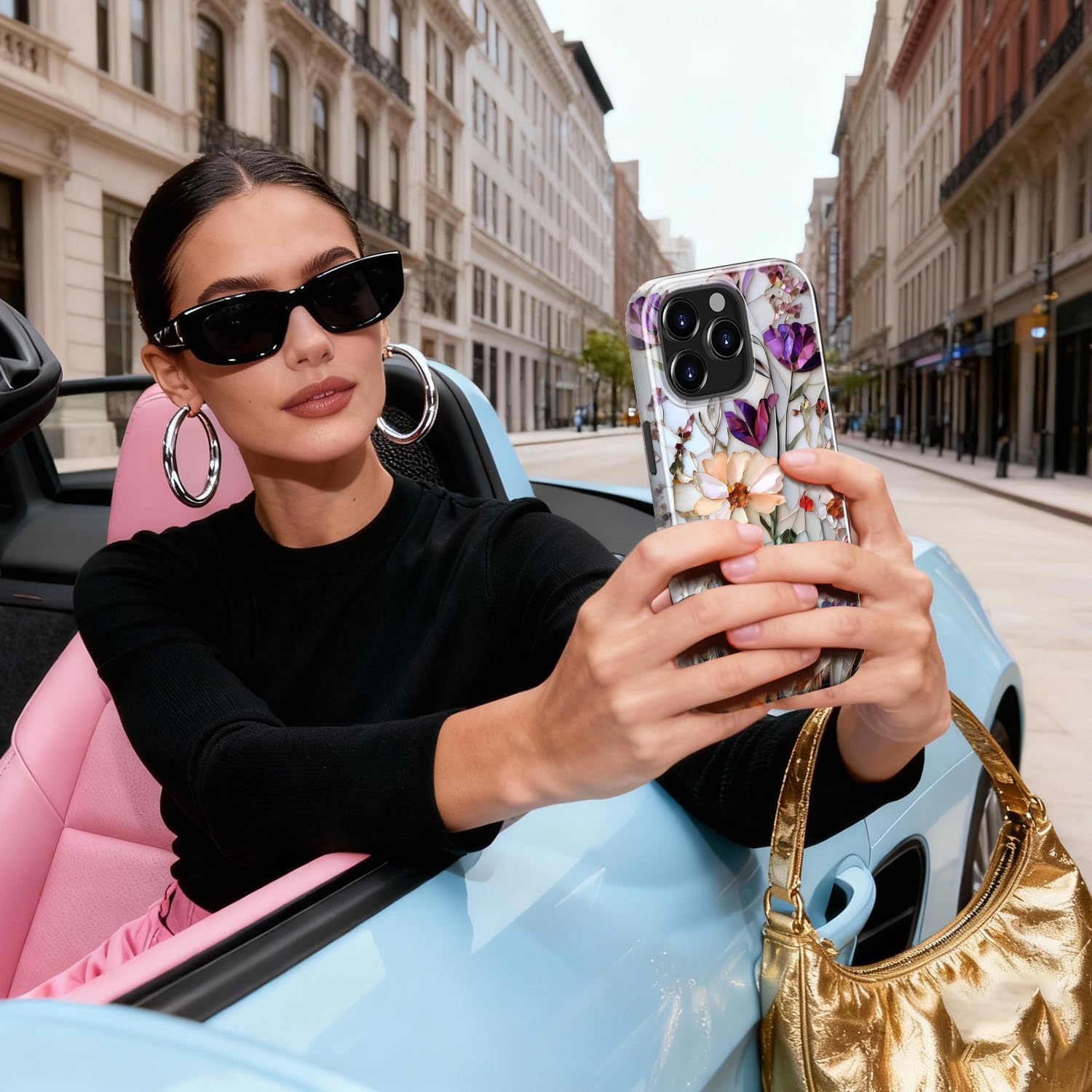 LUHOURI for iPhone 15 Pro Max Case,Wireless Charging Compatible,Dual-Layer - Soft Silicone Inner + Hard Outer Shell,Cute Wildflower Design,Protective Phone Cover for Women - Marble Pressed Flowers - Image 7