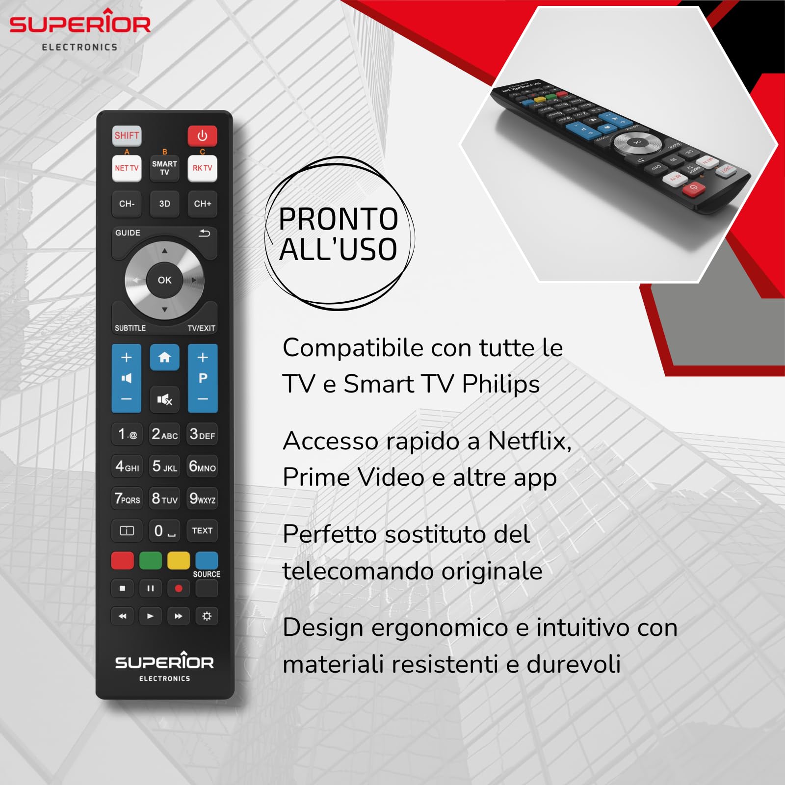 PHILIPS Telecomando Universale SUPTRB010 per TV e SMART TV