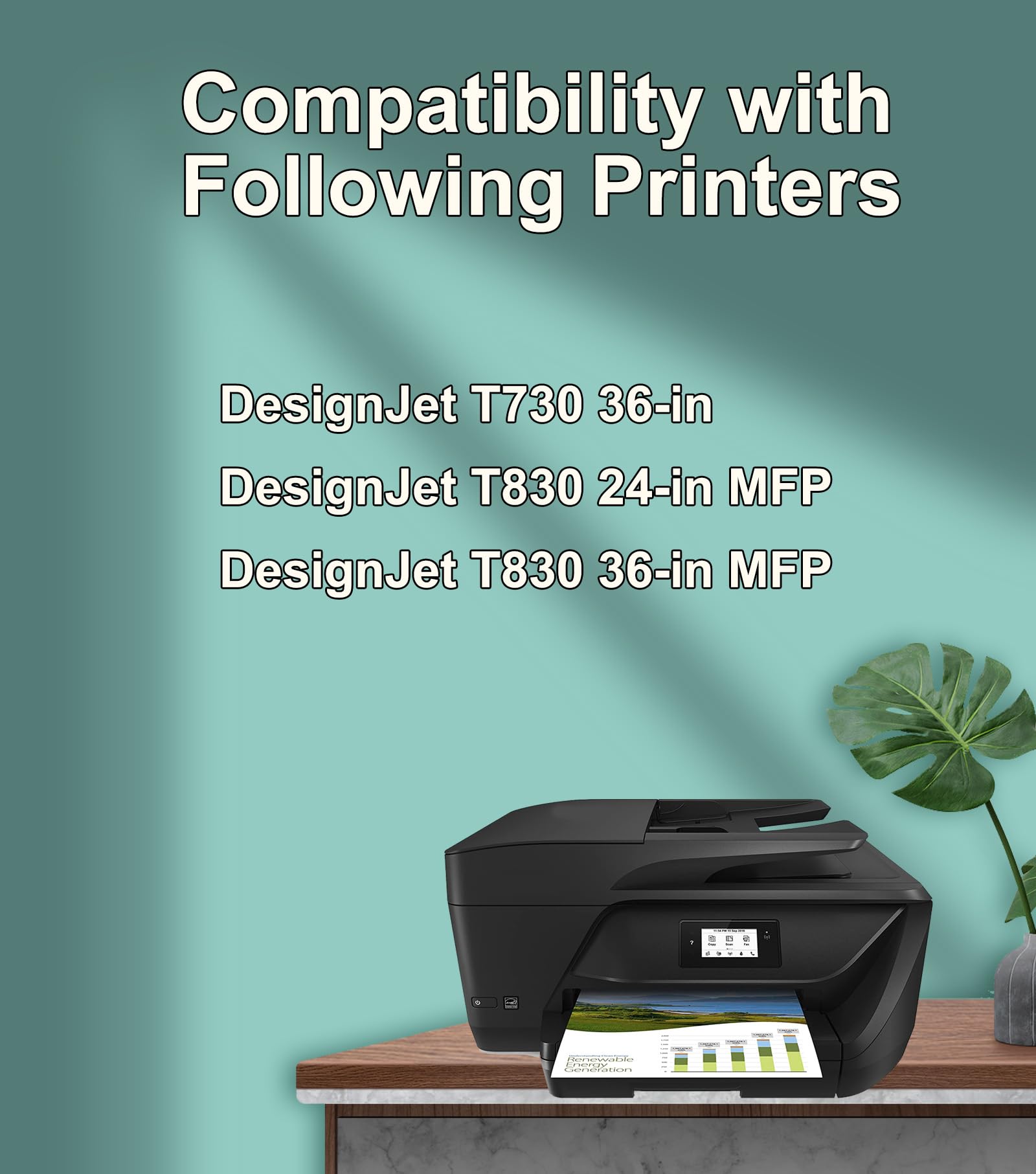 Cartuccia d'inchiostro 728 300ML compatibile con HP DesignJet T730 e T830 e testina di stampa HP 729 DesignJet (4-Pack)