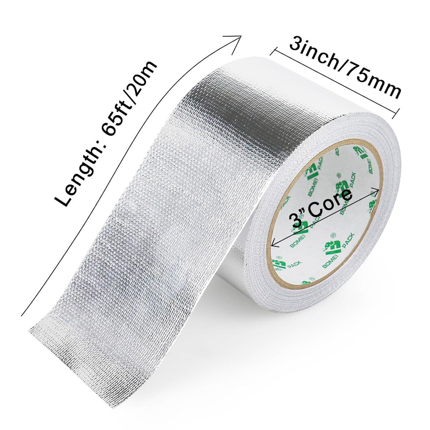 BOMEI PACK Adhesive Aluminum Foil Heat Shield Tape 3 Pack 3inch x 66ft Barrier Fiberglass Thermal Insulation Reflective Material High Temp Protectionn