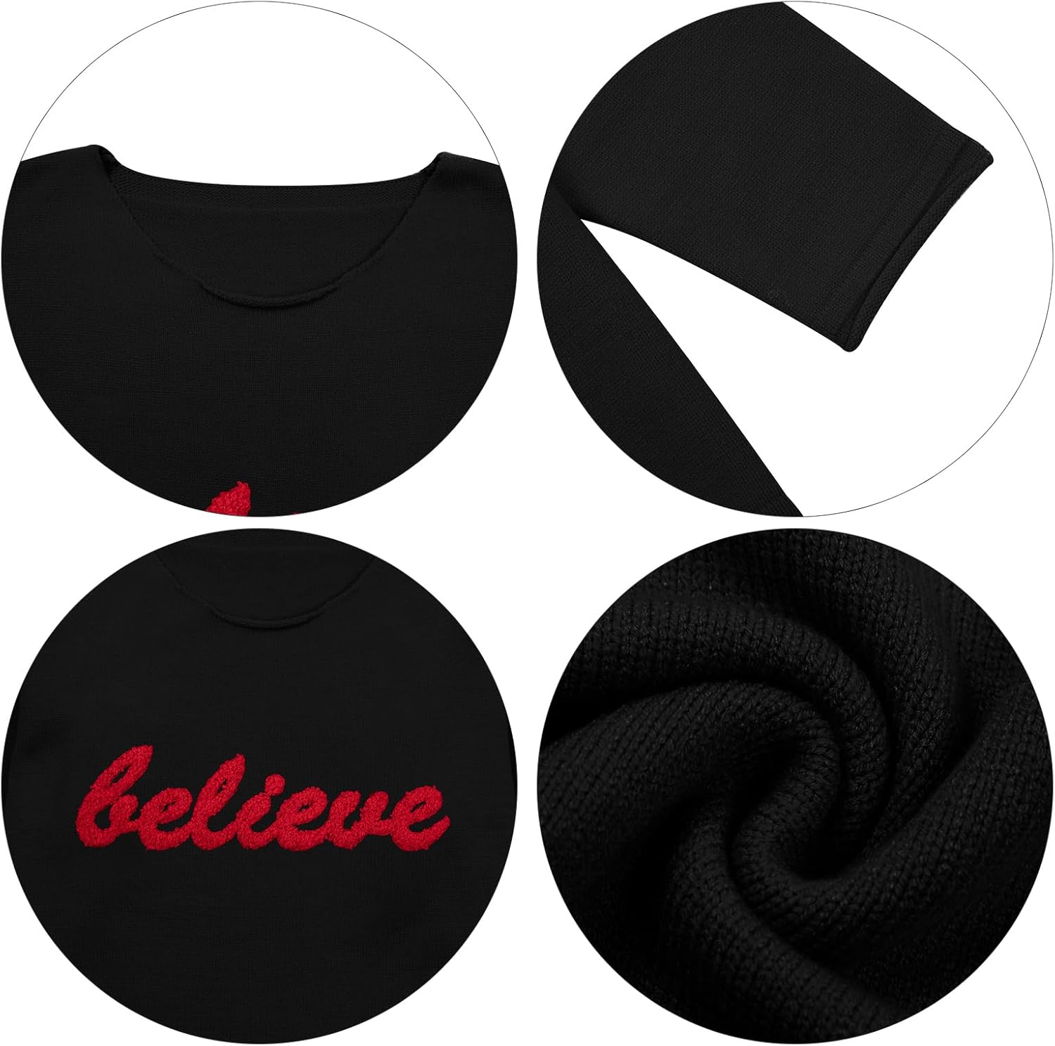 UNIQUEONE Christmas Sweaters for Women Merry Sweater - Xmas Knitted Pullover Funny Holiday Graphic Long Sleeve Tops - Image 4