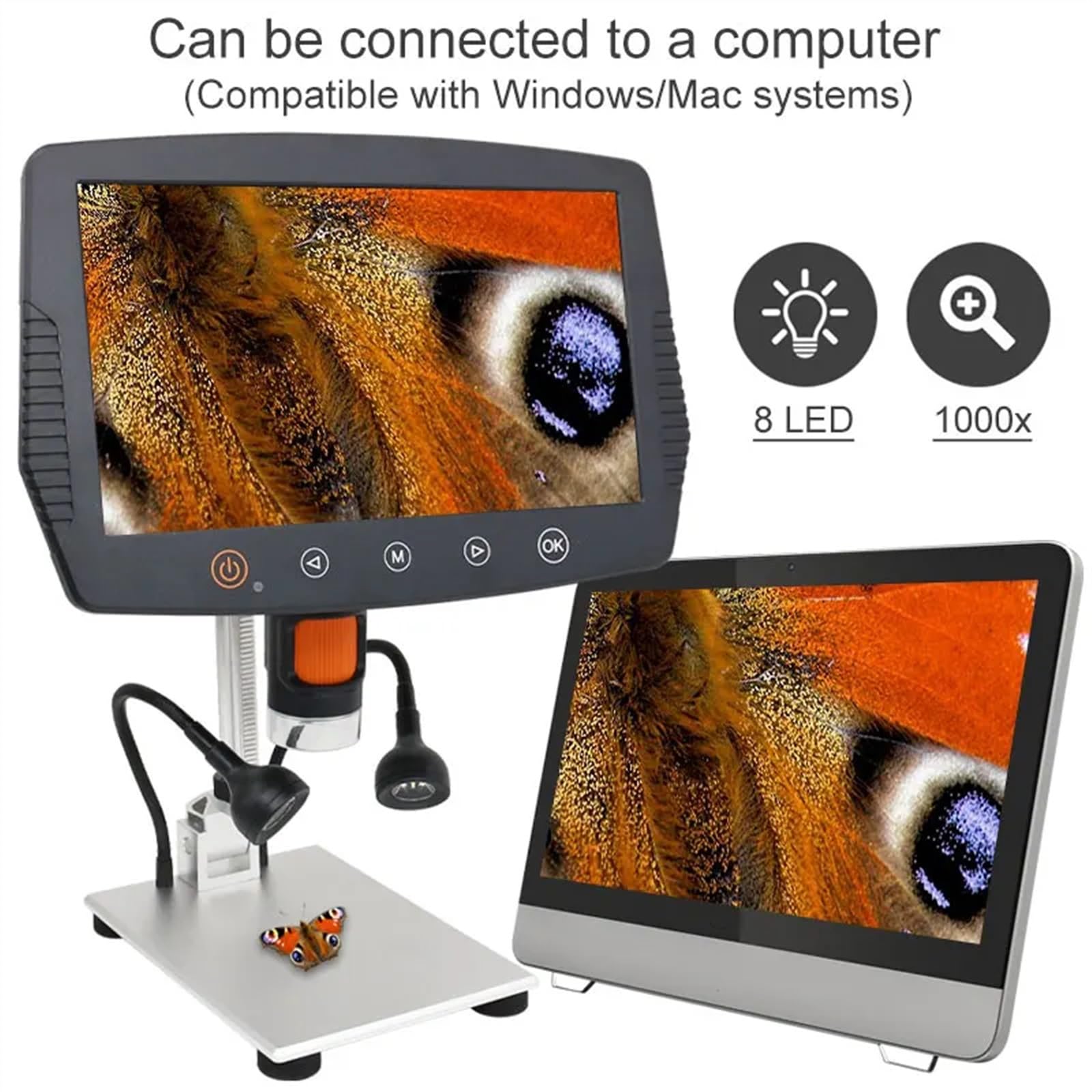 Mikroskop cyfrowy 1000X lutowanie naprawa telefonu elektroniczny mikroskop wideo kamera HD 1080P 9 Cal wyświetlacz LCD narzędzia inspekcyjne