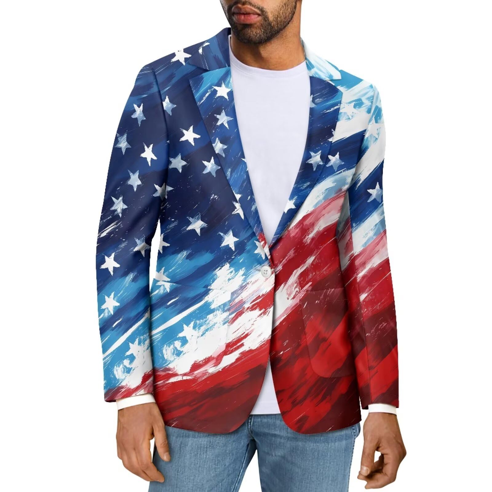 Hresuewn Men's Summer Lightweight Sport Coat for Plus Size Casual One Button Blazer Breathable Elegant Sportcoat with Pockets