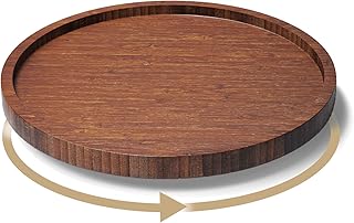 Lazy Susan Organizer for Kitchen,Bamboo Turntable for Cabinet,Pantry,Vanity,Small(Brown)