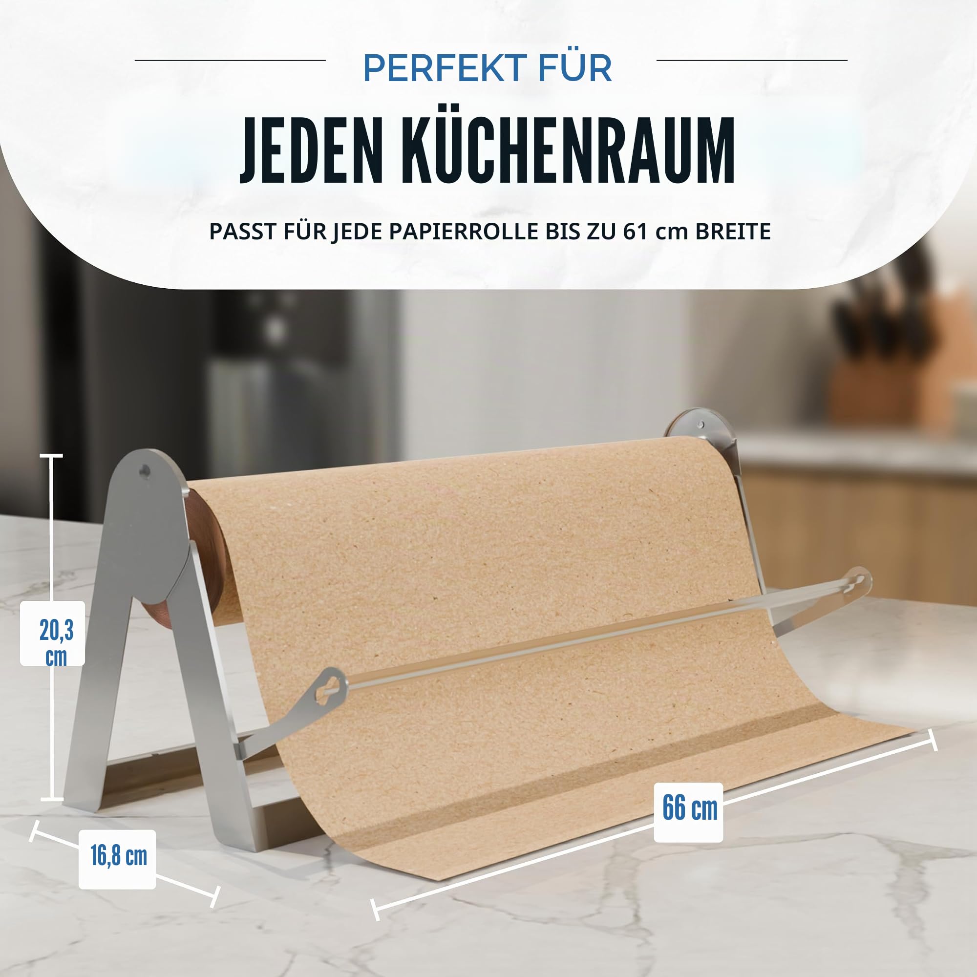 Papierrollenspender und -Schneider – Langer 61 cm Rollenpapierhalter – toller Metzger-Papierspender, Geschenkpapierschneider, Bastelpapierhalter oder Vinylrollenhalter – Wandmontage
