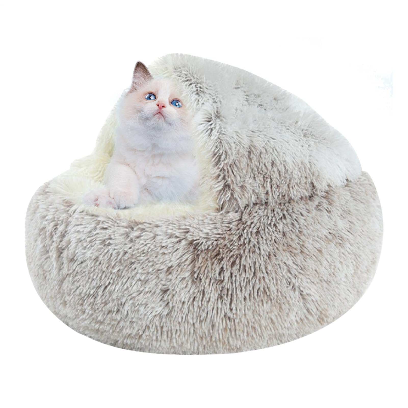 Round Dog Bed, Enclosed Calming Small Pet Cave Bed, Machine Washable Pet Cave, Cat Small Removable for Winter Large Dogs Kitten Cats