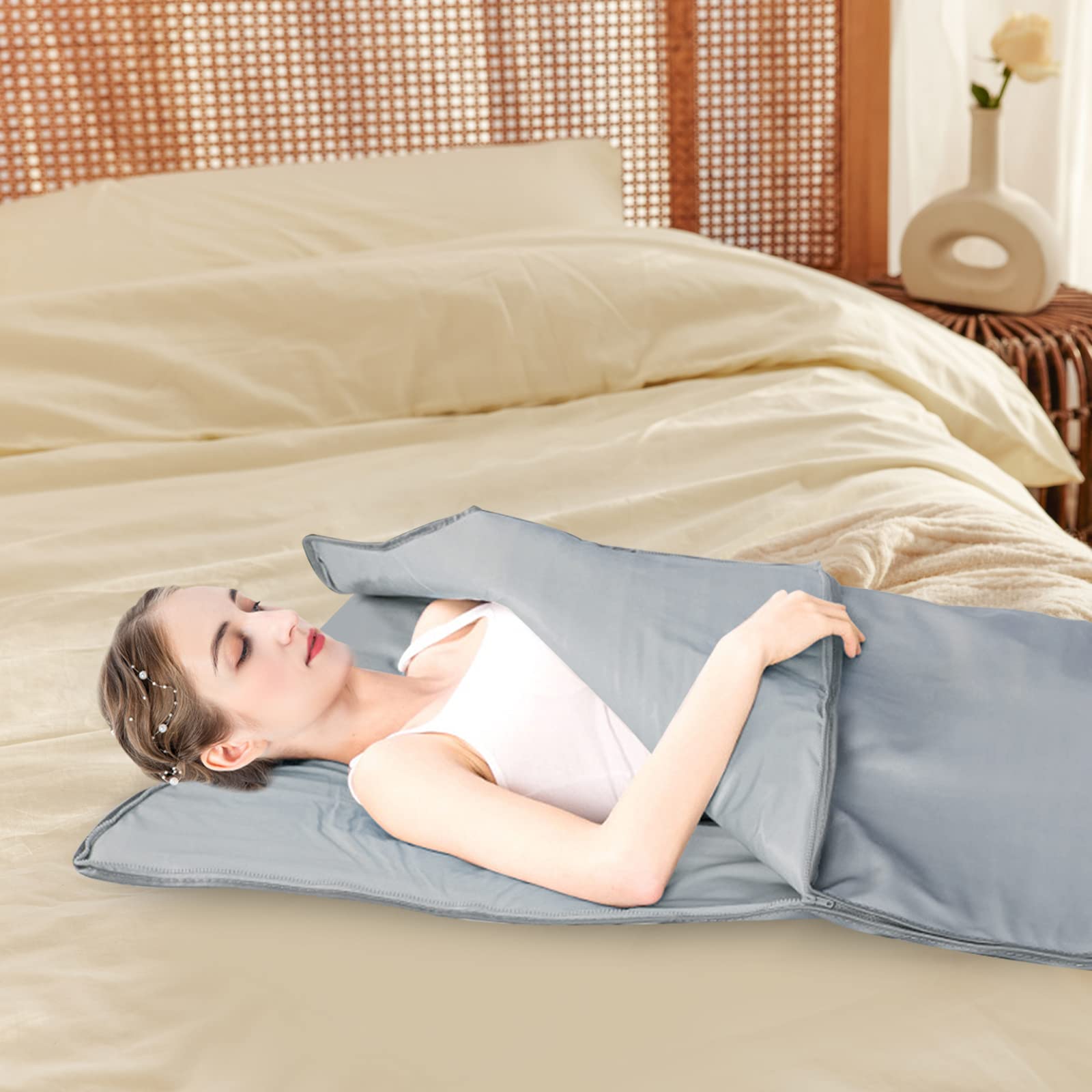 Manta para sauna de infrarrojos lejanos, saco de sauna, moldeador de cuerpo, manta de masaje, controlador de 2 zonas, para uso en salones de belleza, spas, salas de relajación y en casa 70,8 x 31,4