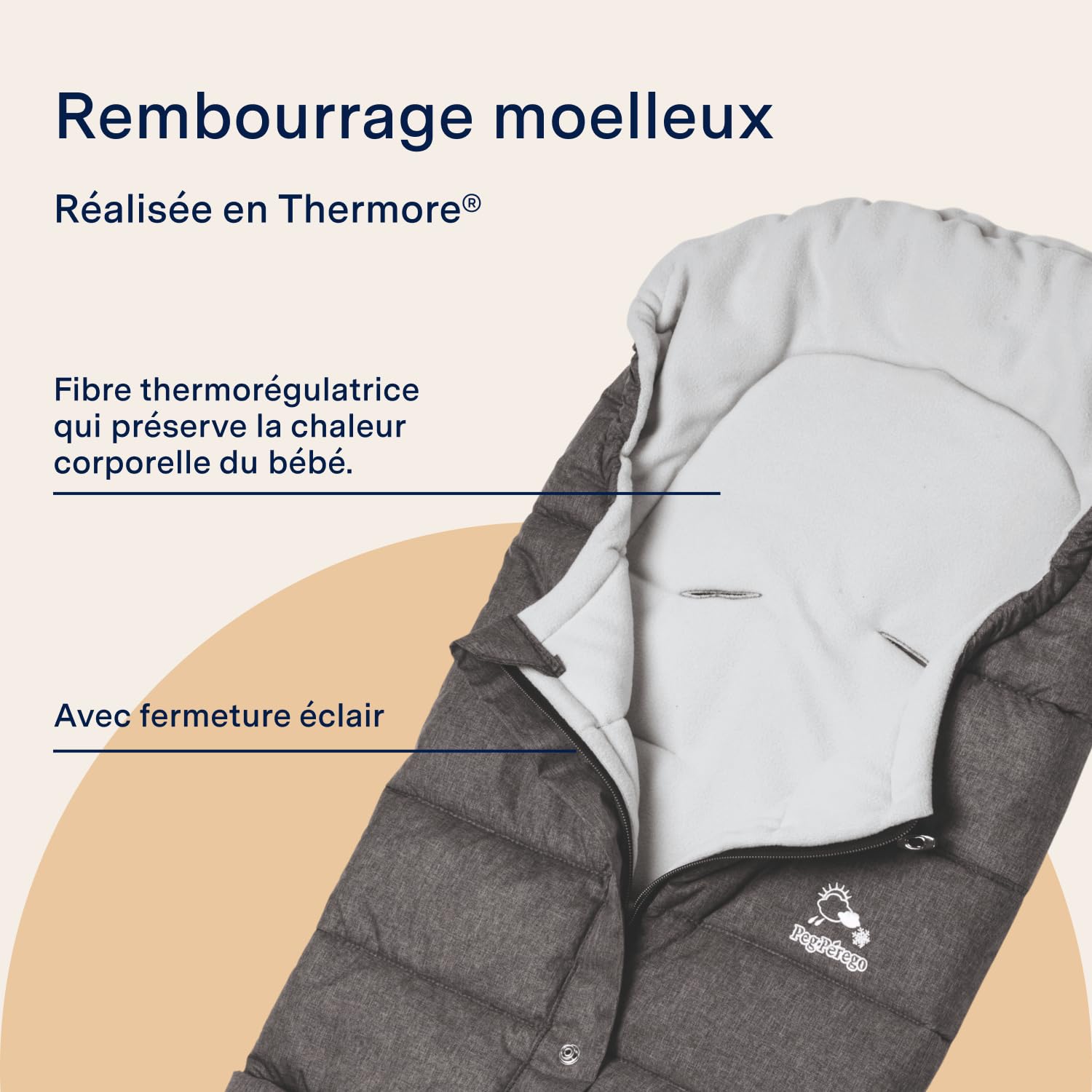 PEG Vario Foot Muff - Chancelière d'Hiver Extensible pour Poussette et Siège-Auto - Compatible avec les Produits Peg Perego