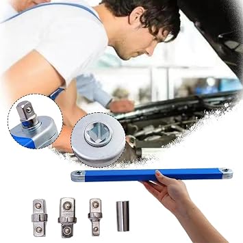 Offset Wrench Offset Extension Wrench Professional 3/8'' to 1/2'' 1/4'' Square Drive Adapter 15inch for Tight Spaces for Automotive Repair(Black)