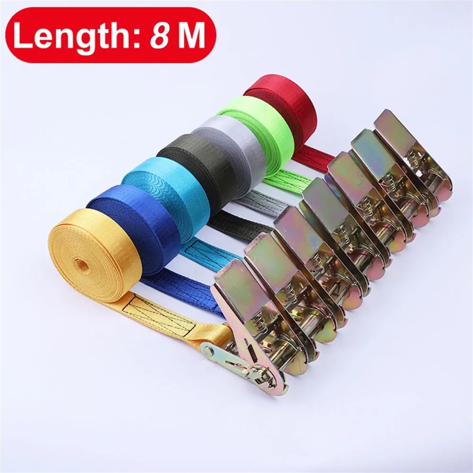 Correas de Trinquete Resistentes Hebilla de cinturón de trinquete de 8M/ 25mm, correas de cinturón con hebilla de Metal, cuerda de tensión for coche, motocicleta, bicicleta, bolsa de equipaje de carga