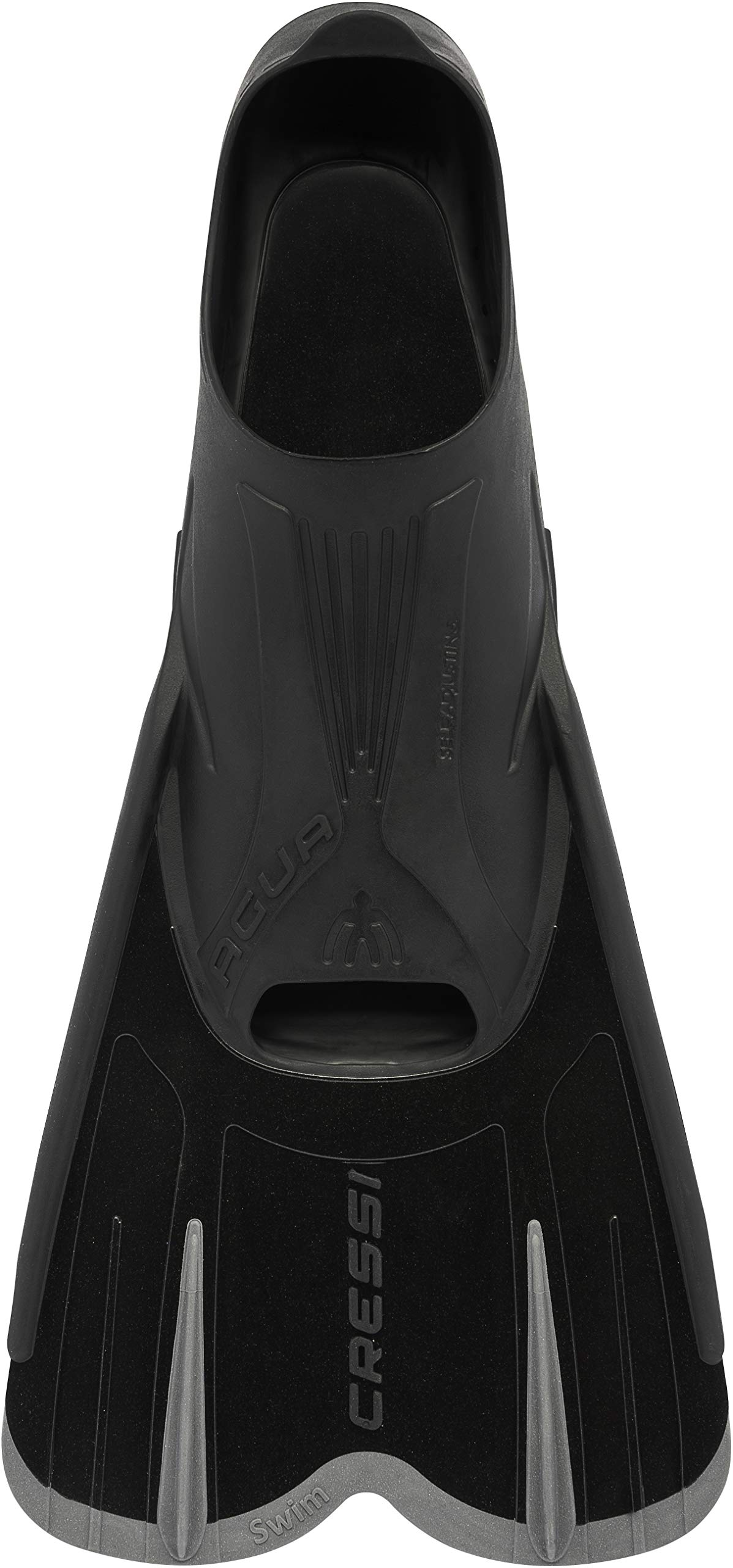 Cressi Agua Short Aletas de Snorkeling, Unisex Adulto, Negro/Plata, 45/46 + Mexico Tubo De Snorkel, Unisex-Adult, Negro, Un Tamaño