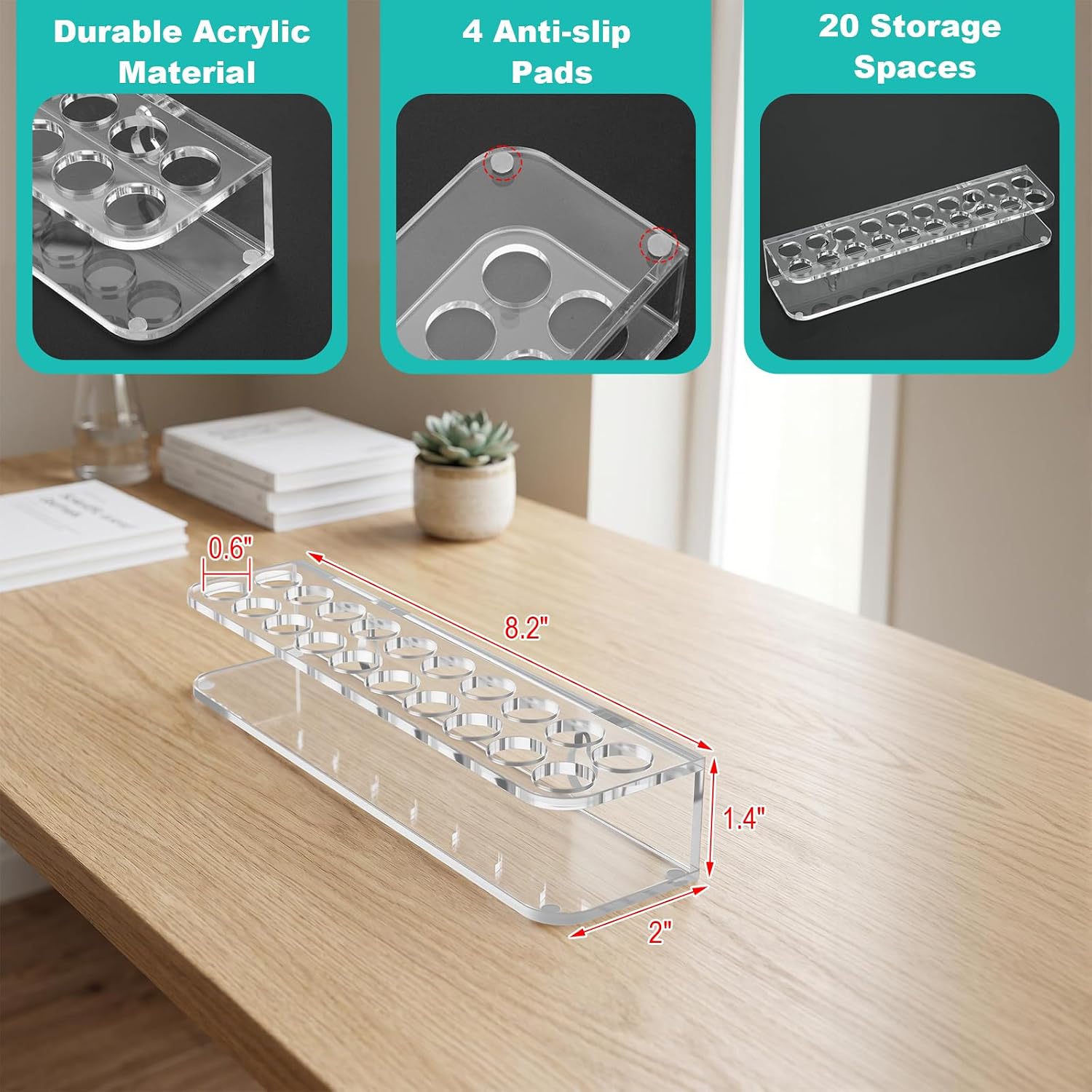 Beautyflier Homeopathy Storage Holder, Clear Acrylic Organizer for Arnica Montana 30C Homeopathic, Homeopathic Remedies Organizer Case for 20 Tubes, Countertop and Wall-Mounted (Holder Only)